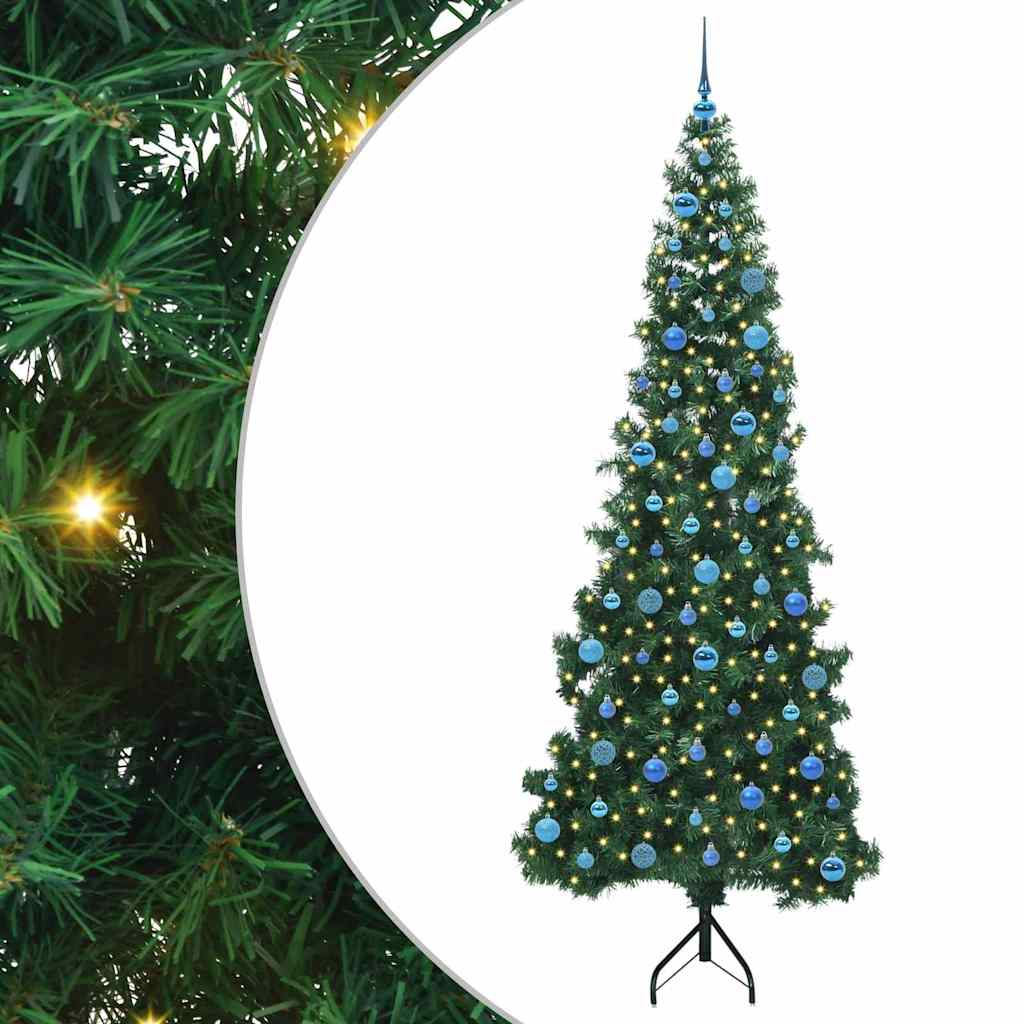 Hoek Kunstkerstboom met 300 LED Groen 240 cm PVC en Metaal – afbeelding 2