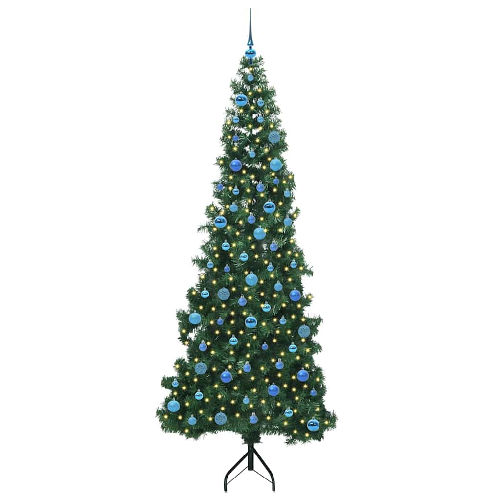 Hoek Kunstkerstboom met 300 LED Groen 240 cm PVC en Metaal – afbeelding 3