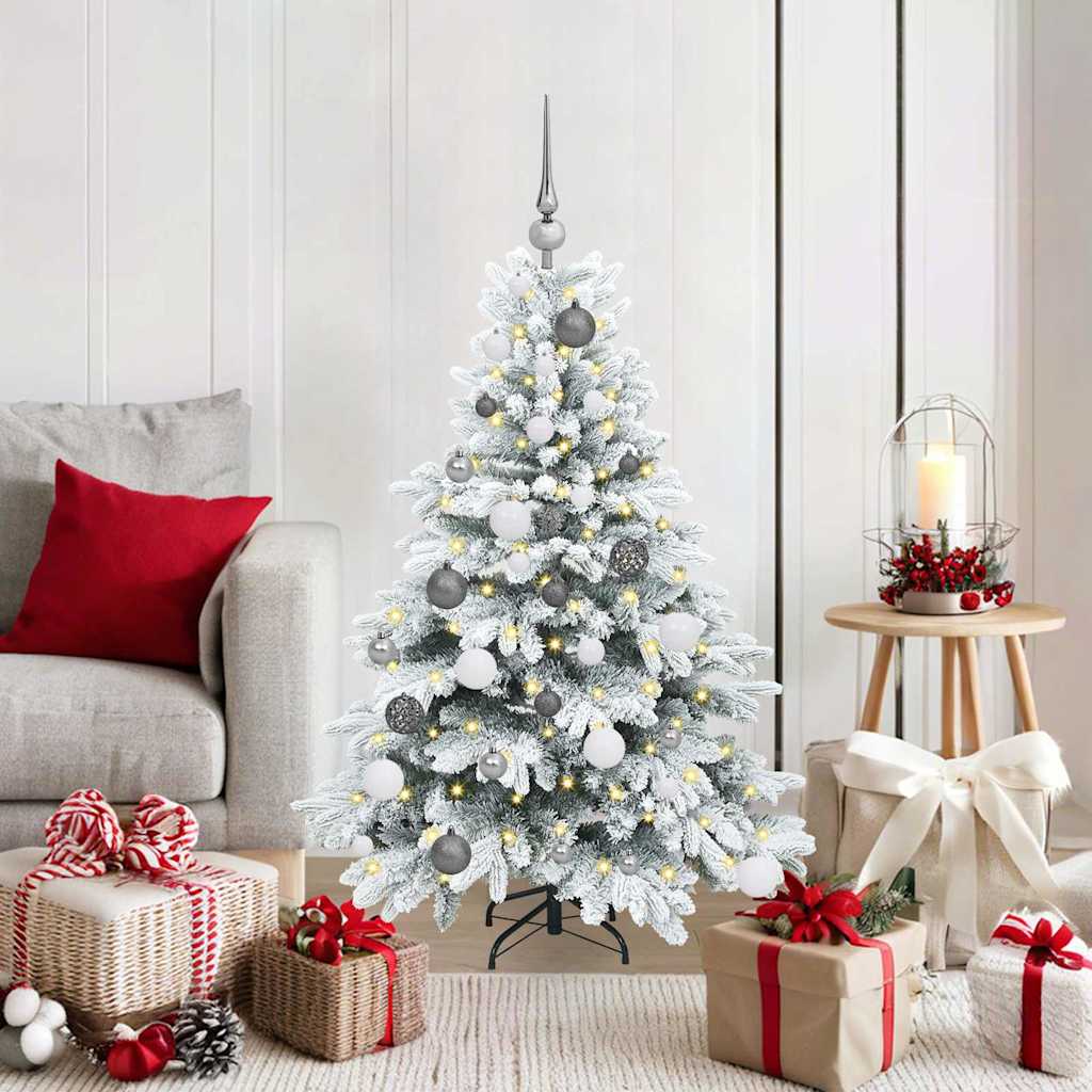 Kunstkerstboom met 150 LED met standaard Wit 120 cm PE en PVC – afbeelding 1