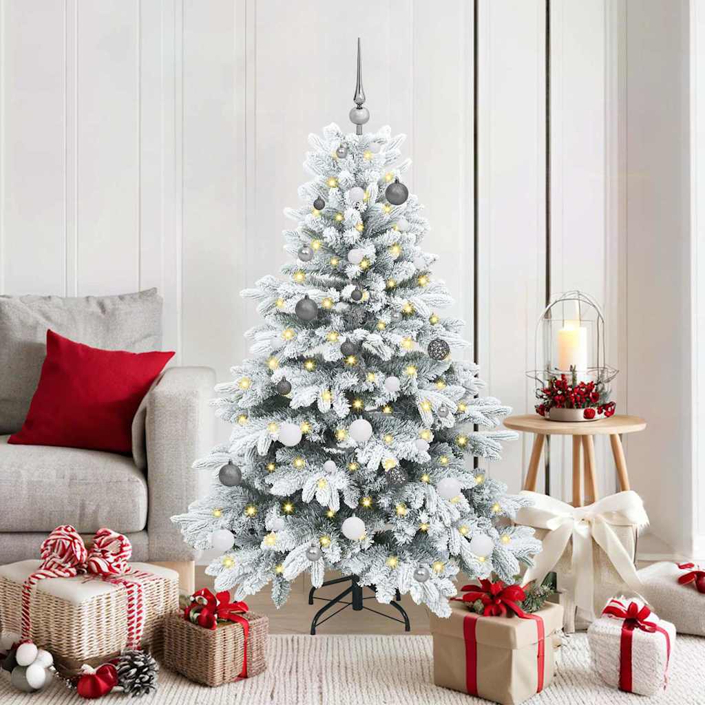 Kunstkerstboom met 150 LED met standaard Wit 150 cm PE en PVC – afbeelding 1