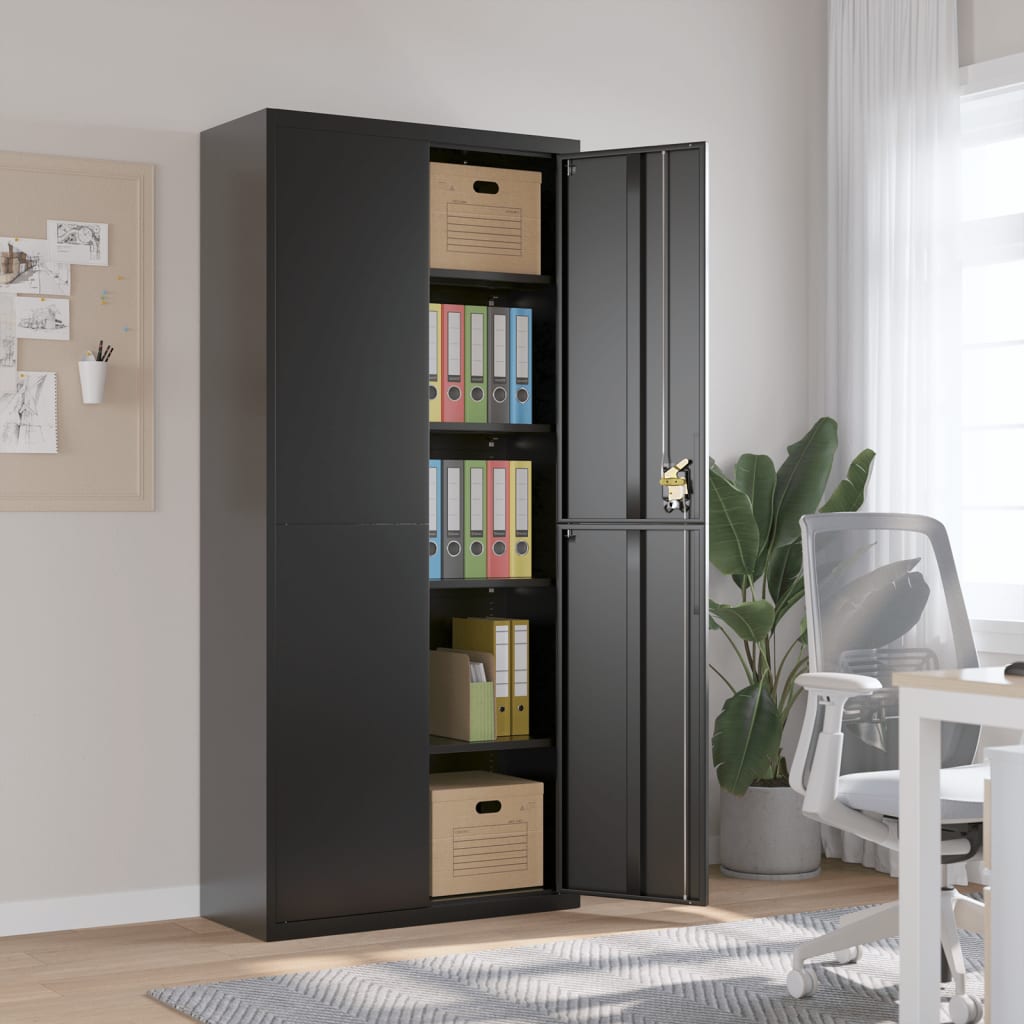 Archiefkast 90x40x200 cm staal zwart