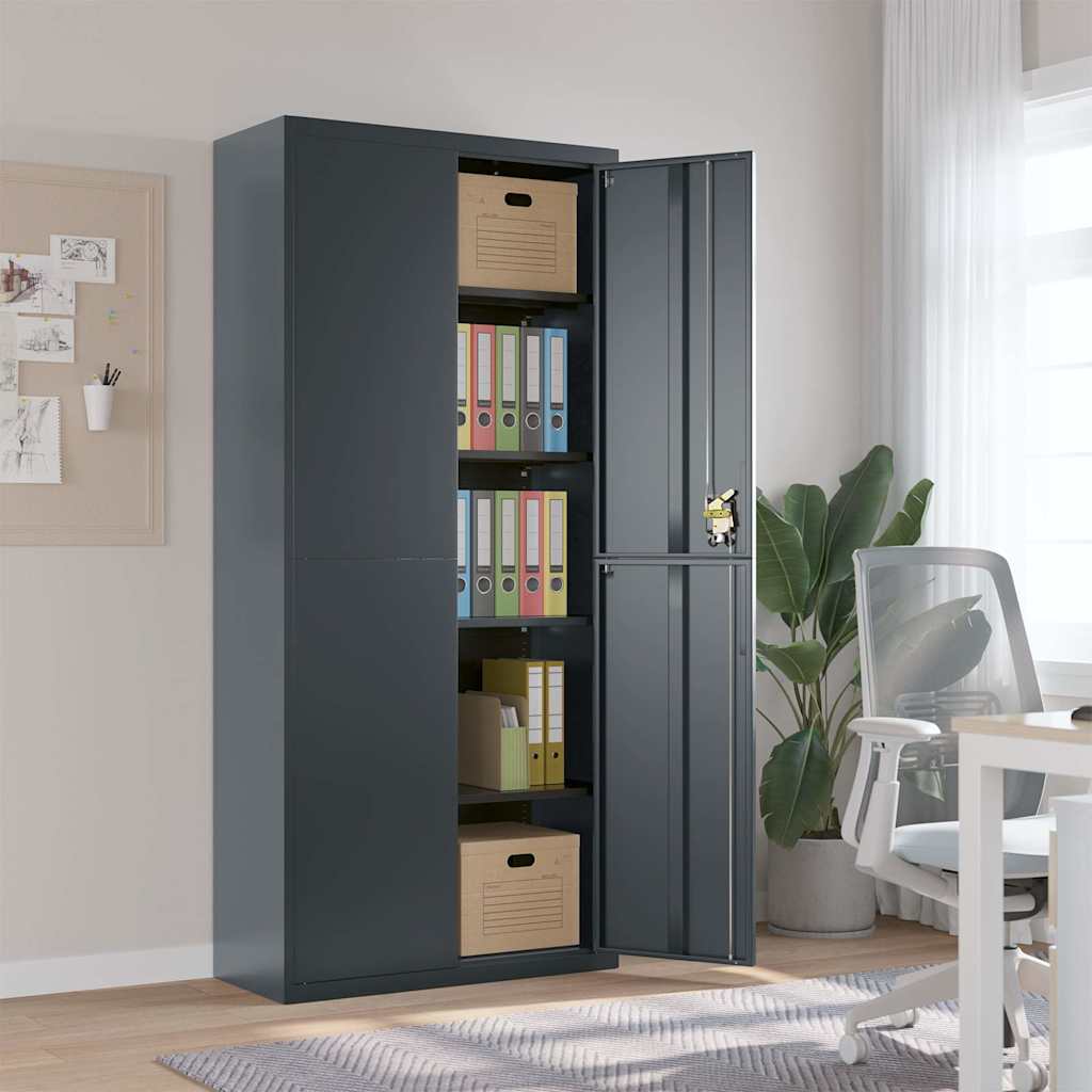 Archiefkast 90x40x200 cm staal antracietkleurig