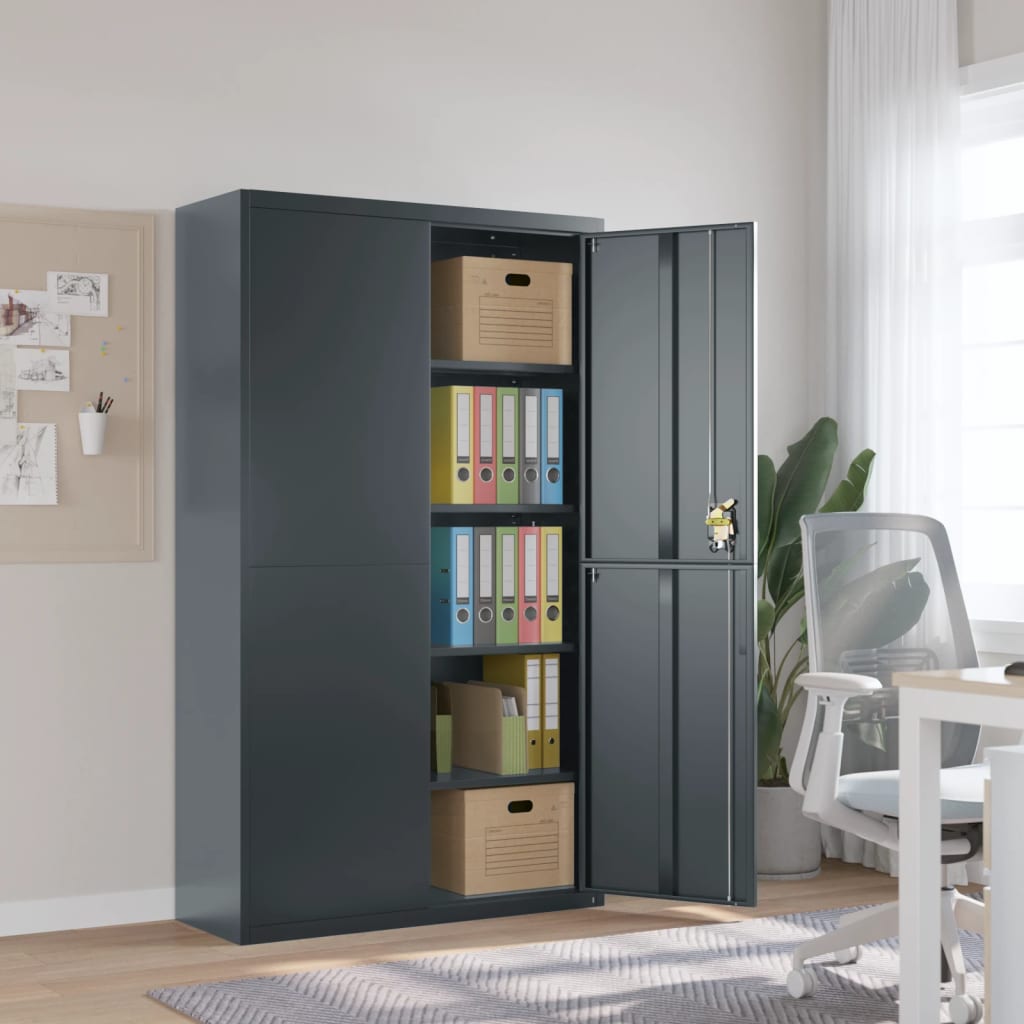 Archiefkast 105x40x180 cm staal antracietkleurig