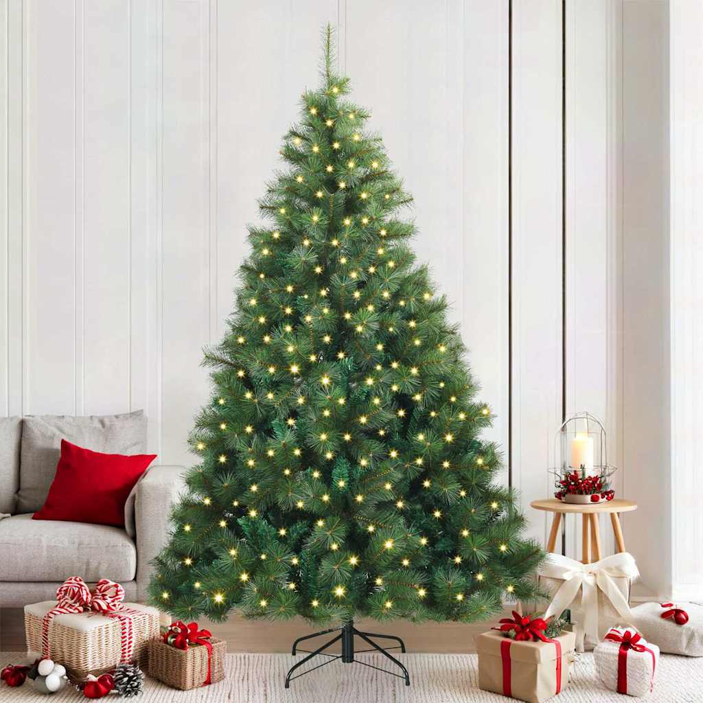 Kunstkerstboom met 300 LED met standaard Groen 210 cm PE en PVC