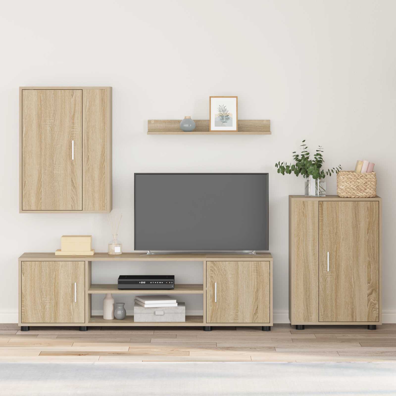 Tv-meubelset Sonoma Eiken Bewerkt hout – afbeelding 1
