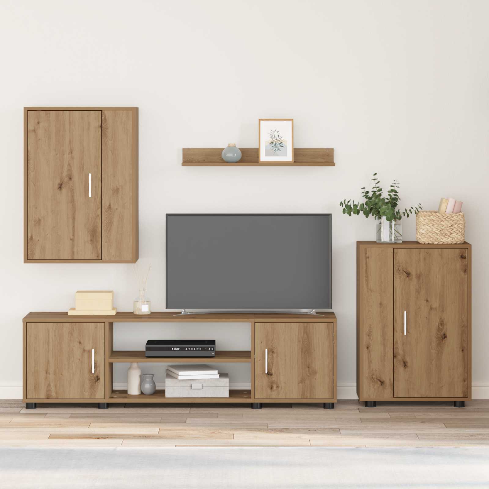Tv-meubelset Artisan Eiken Bewerkt hout