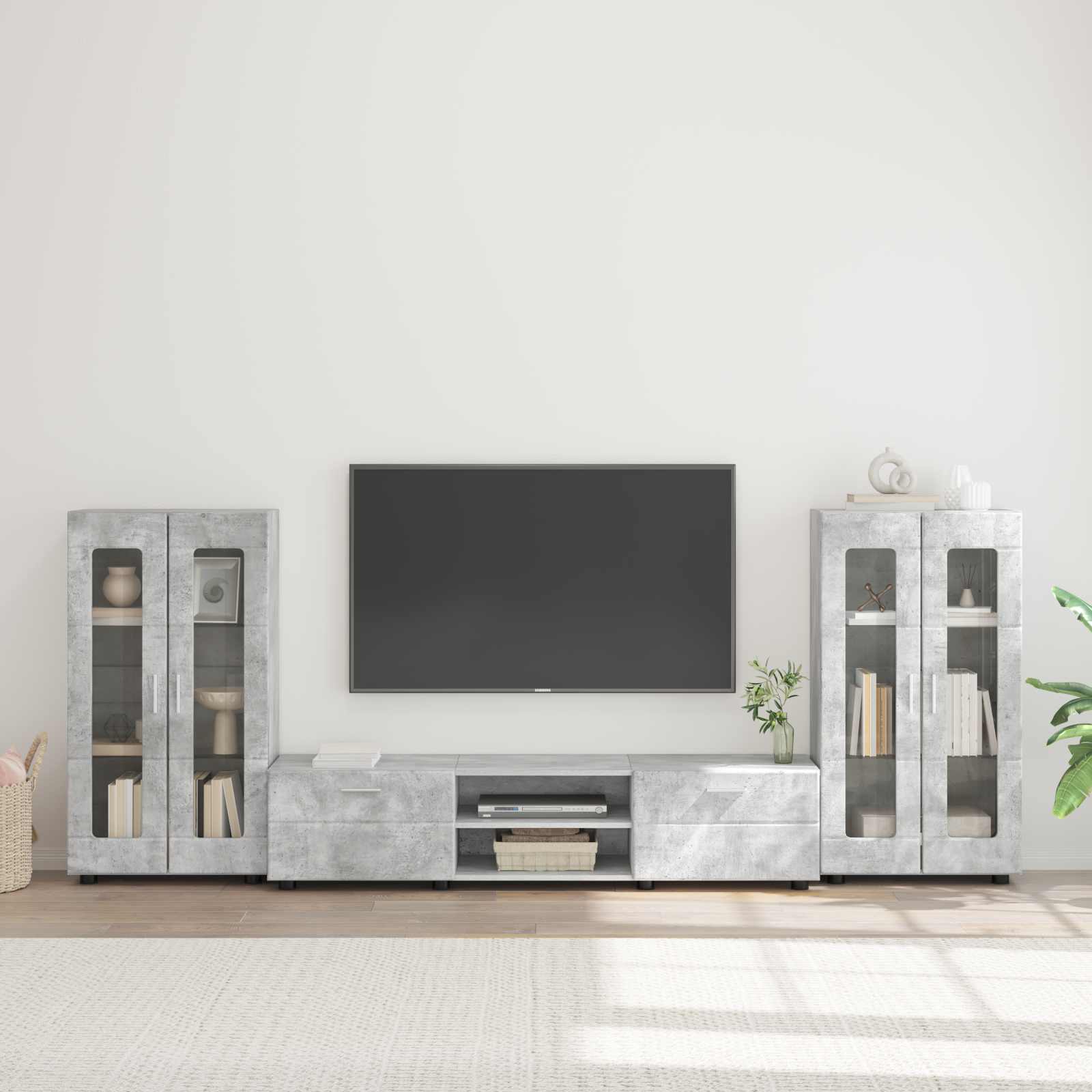 Tv-meubelset met lade FLORIN 3 pcs Beton Grijs Bewerkt hout – afbeelding 1