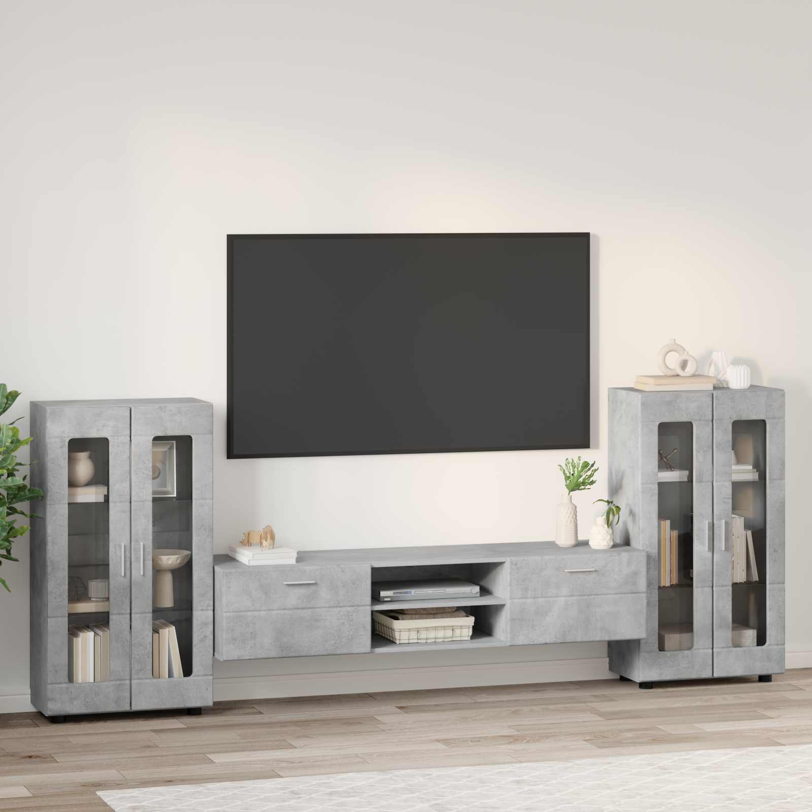Tv-meubelset met lade FLORIN 3 pcs Beton Grijs Bewerkt hout – afbeelding 4