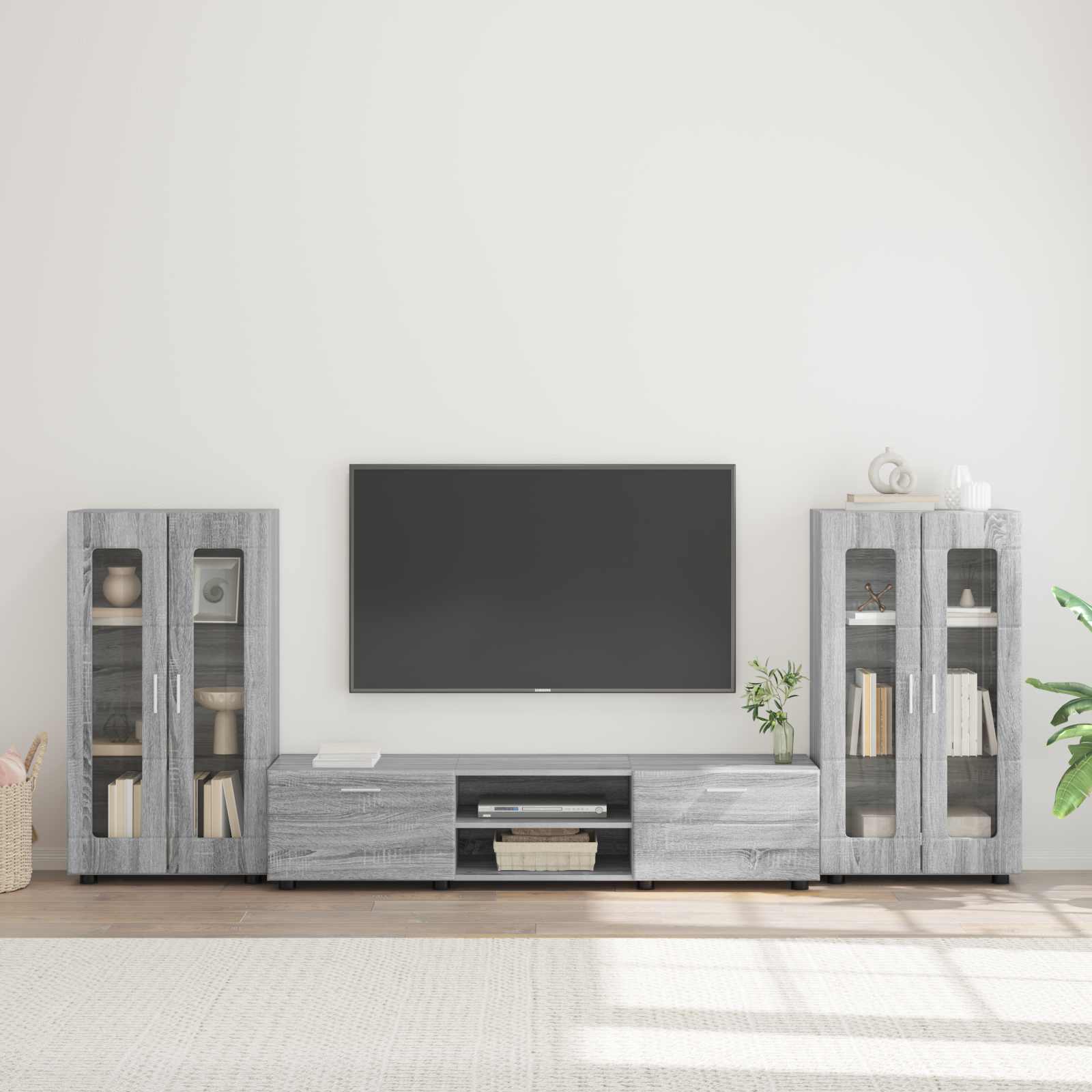 Tv-meubelset met lade FLORIN 3 pcs Grijs Sonoma Bewerkt hout – afbeelding 1