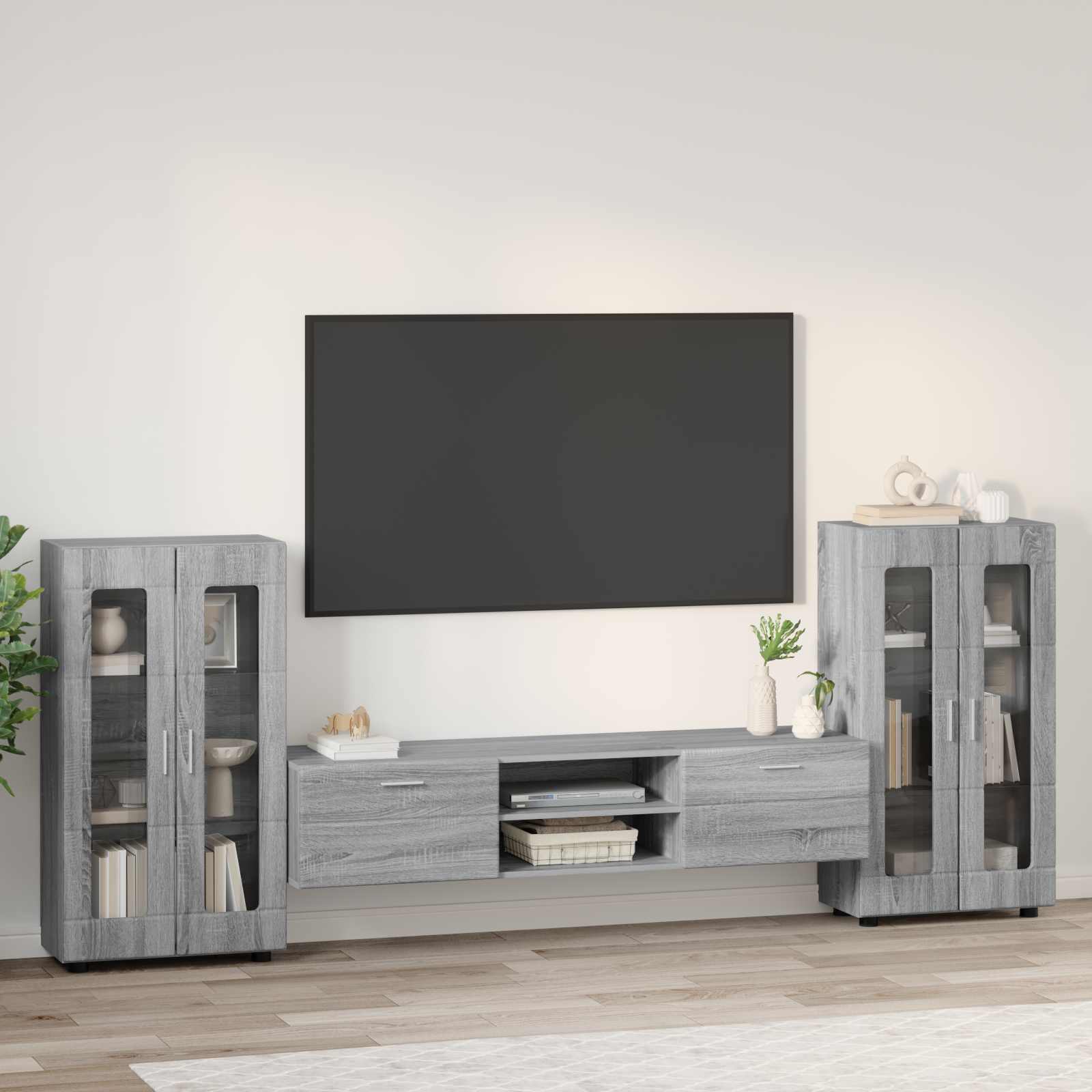 Tv-meubelset met lade FLORIN 3 pcs Grijs Sonoma Bewerkt hout – afbeelding 4