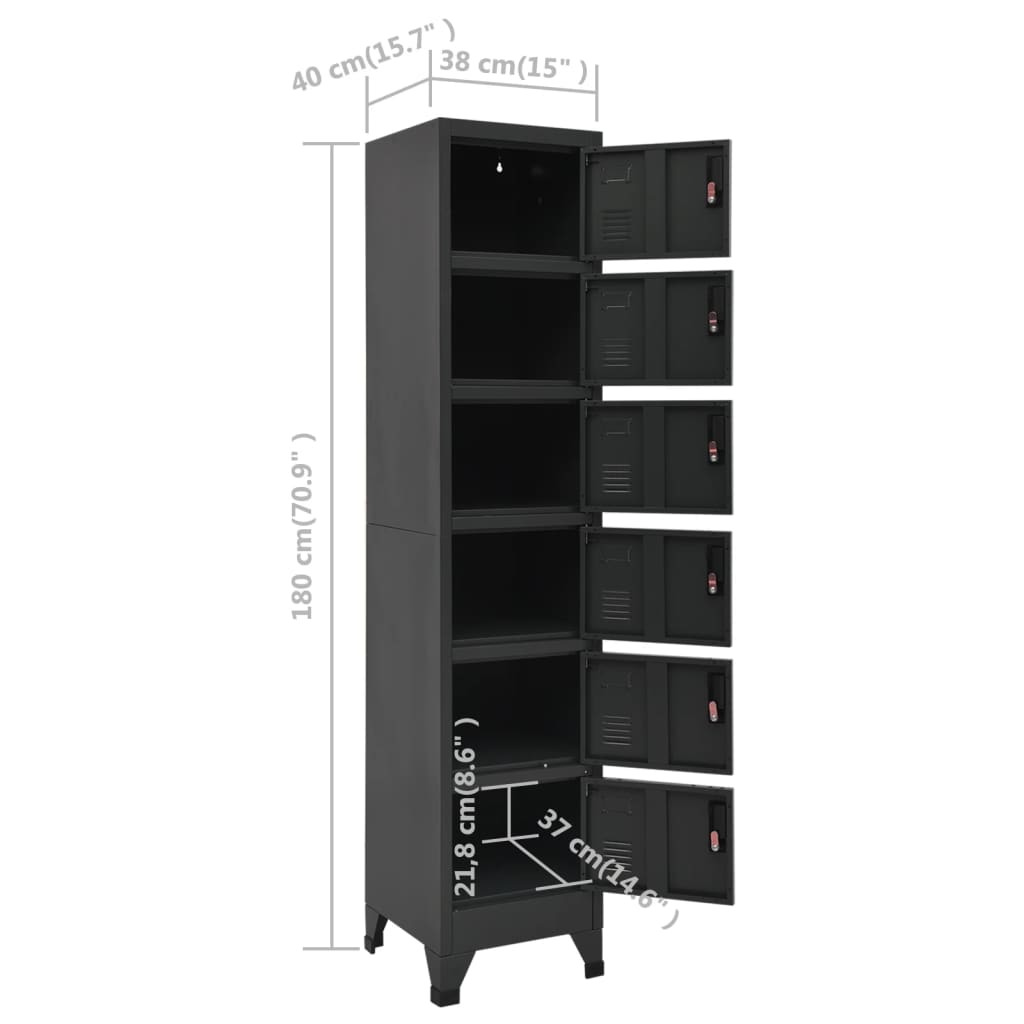 Lockerkast 38x40x180 cm staal antracietkleurig – afbeelding 8