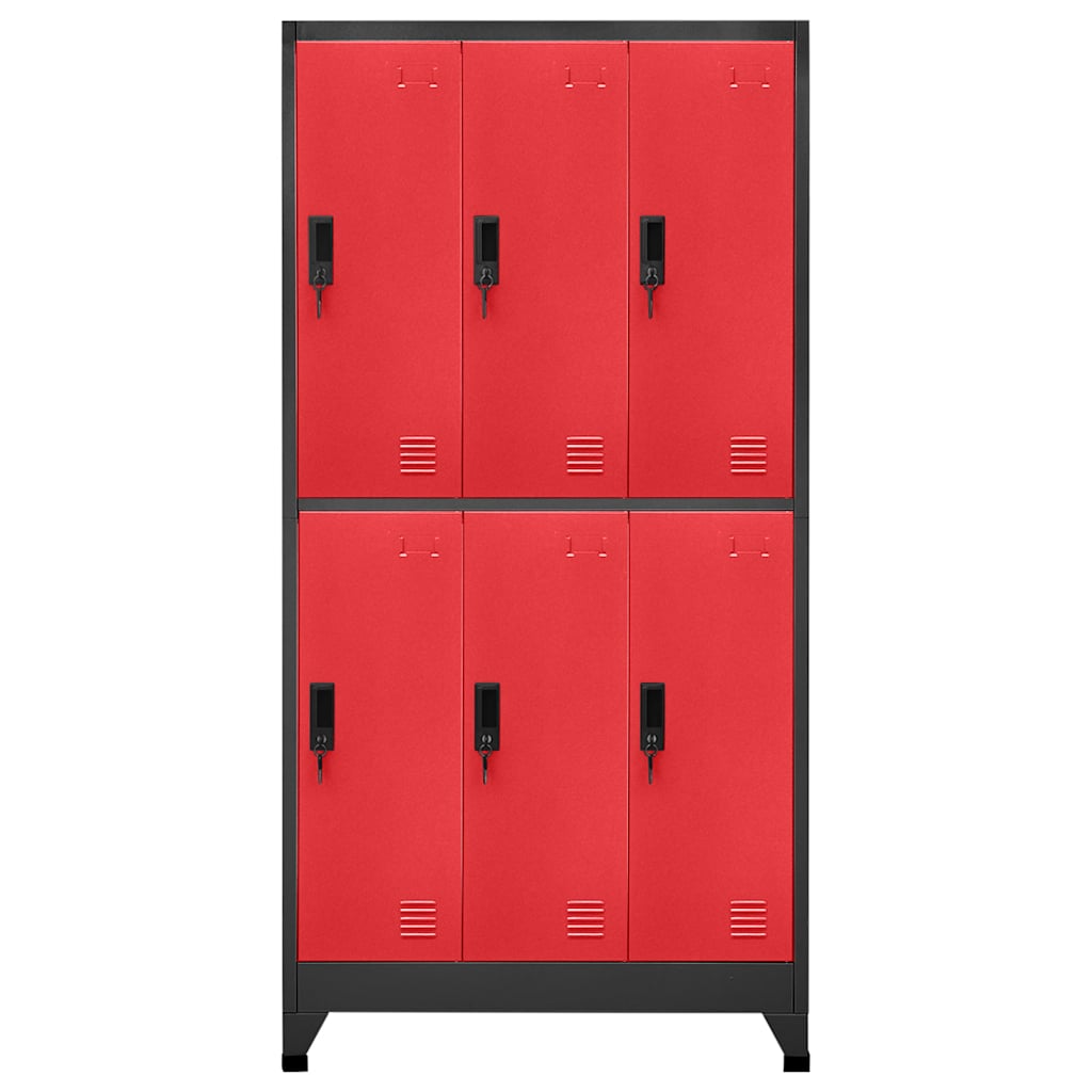 Lockerkast 90x45x180 cm staal antracietkleurig en rood – afbeelding 2