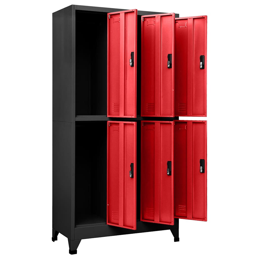 Lockerkast 90x45x180 cm staal antracietkleurig en rood – afbeelding 5