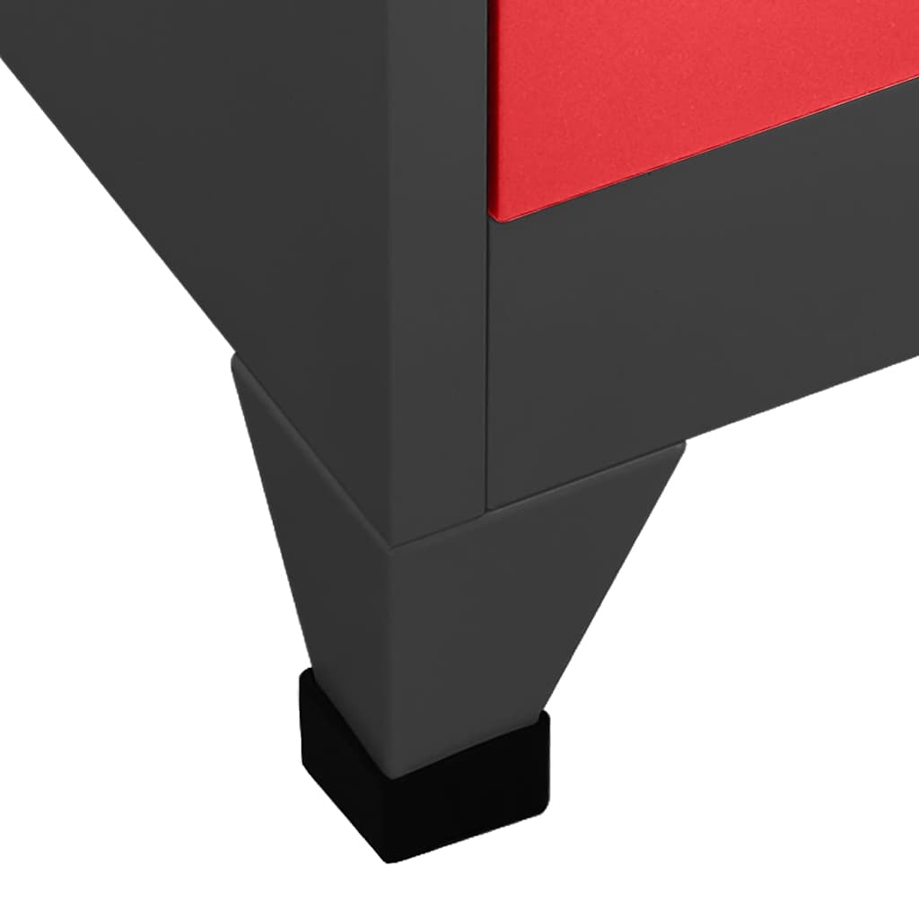Lockerkast 90x45x180 cm staal antracietkleurig en rood – afbeelding 6