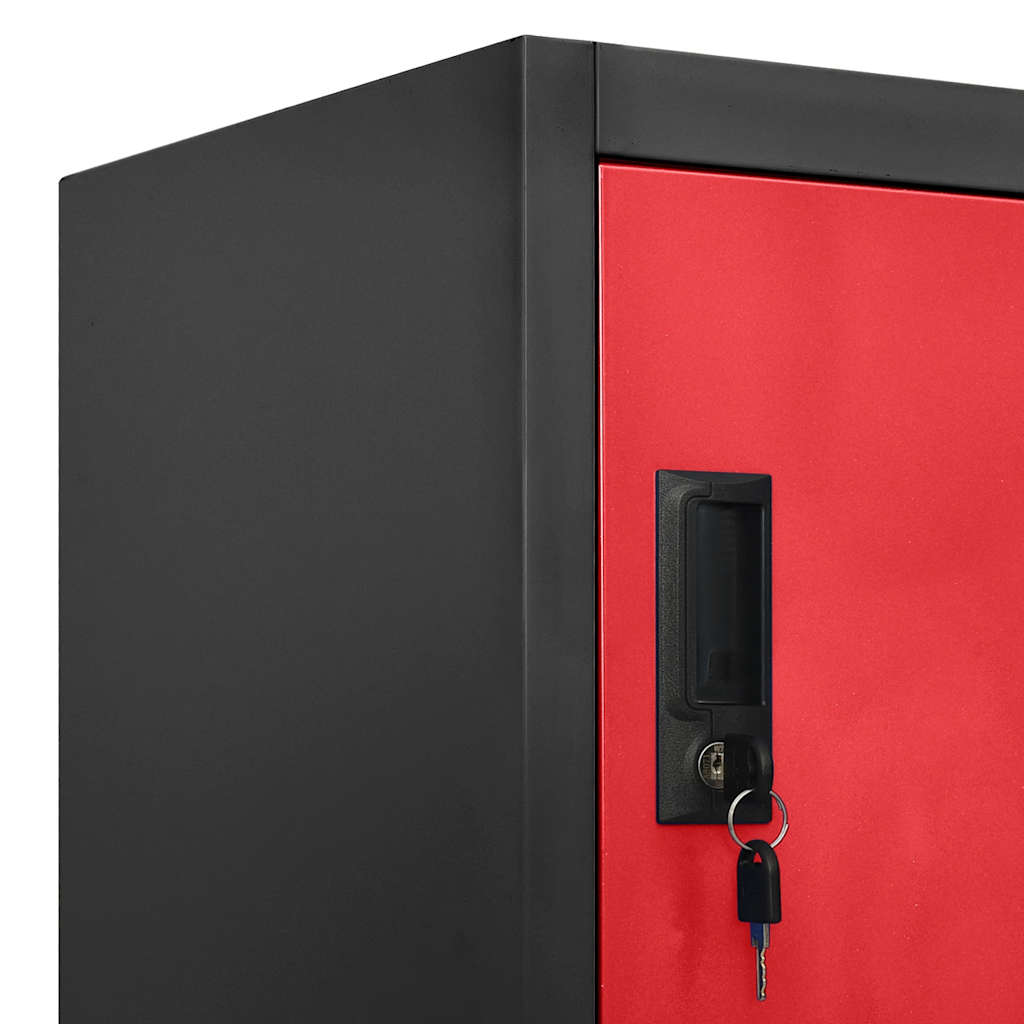 Lockerkast 90x45x180 cm staal antracietkleurig en rood – afbeelding 7
