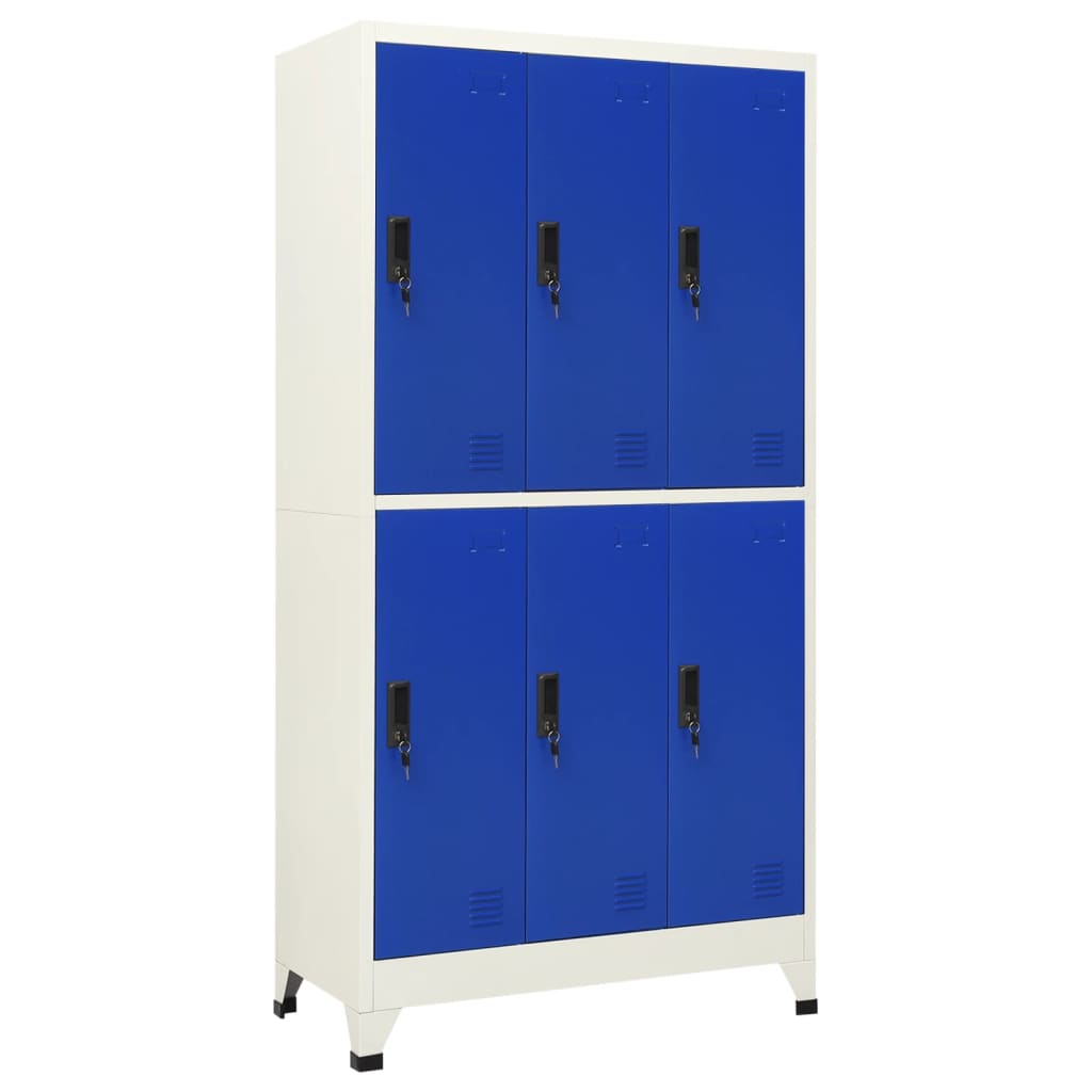 Lockerkast 90x45x180 cm staal grijs en blauw – afbeelding 1