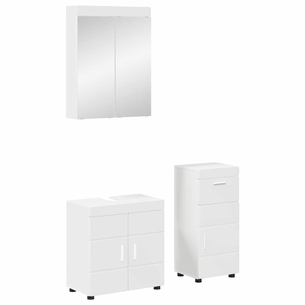 Badkamermeubelset TULUM 3 pcs Wit 60 x 34 x 63 cm Bewerkt hout