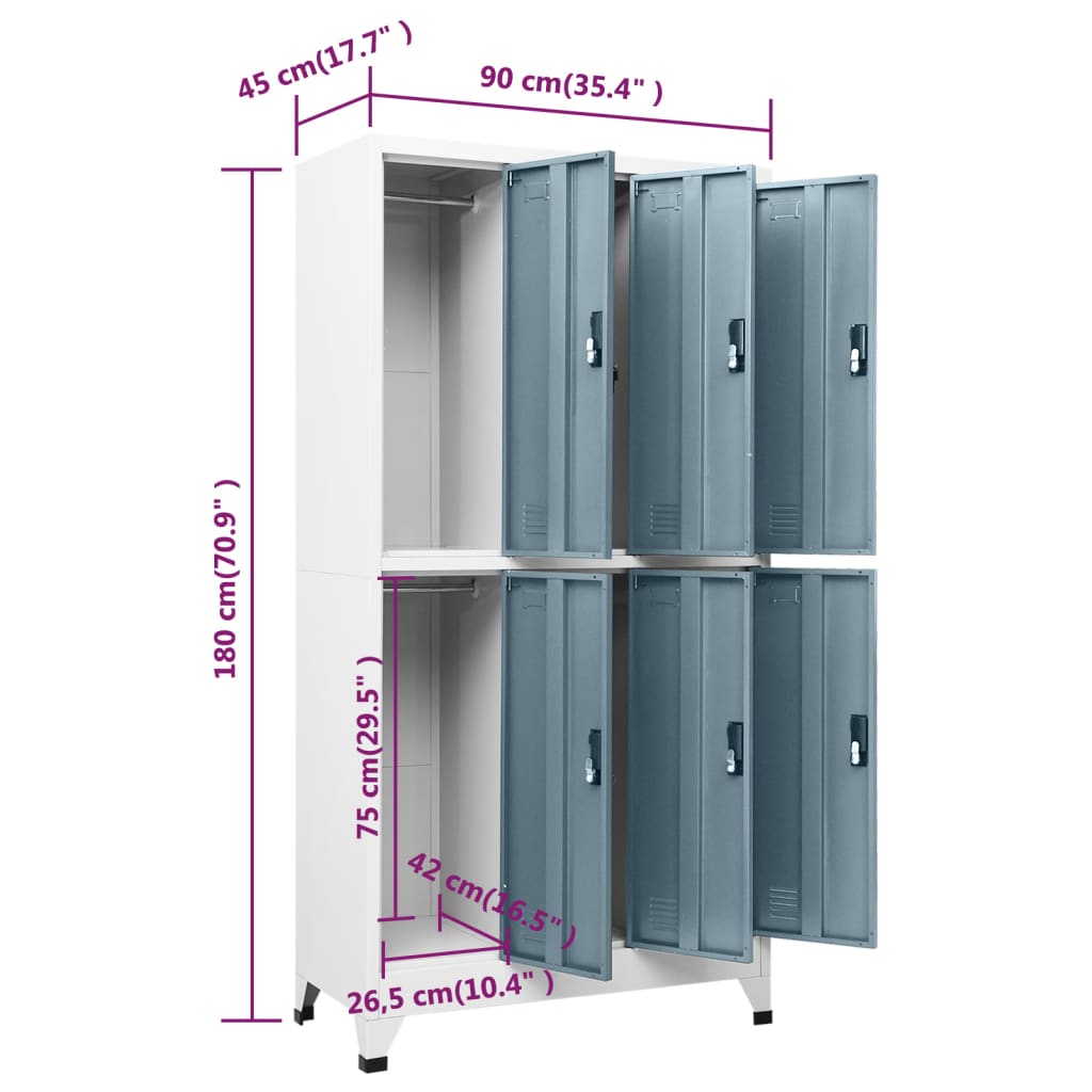 Lockerkast 90x45x180 cm staal lichtgrijs en donkergrijs – afbeelding 8