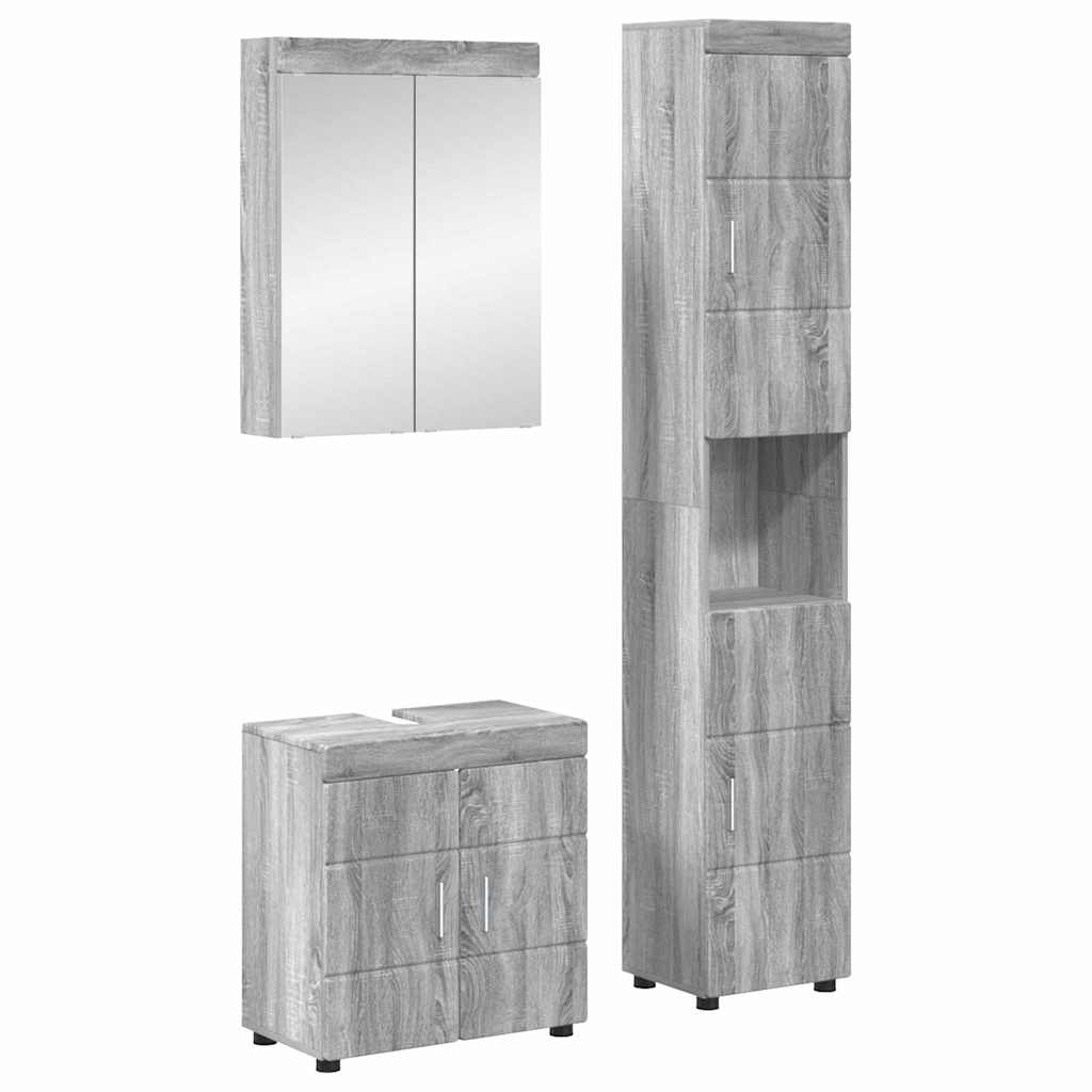 Badkamermeubelset TULUM 3 pcs Grijs Sonoma 60 x 34 x 63 cm