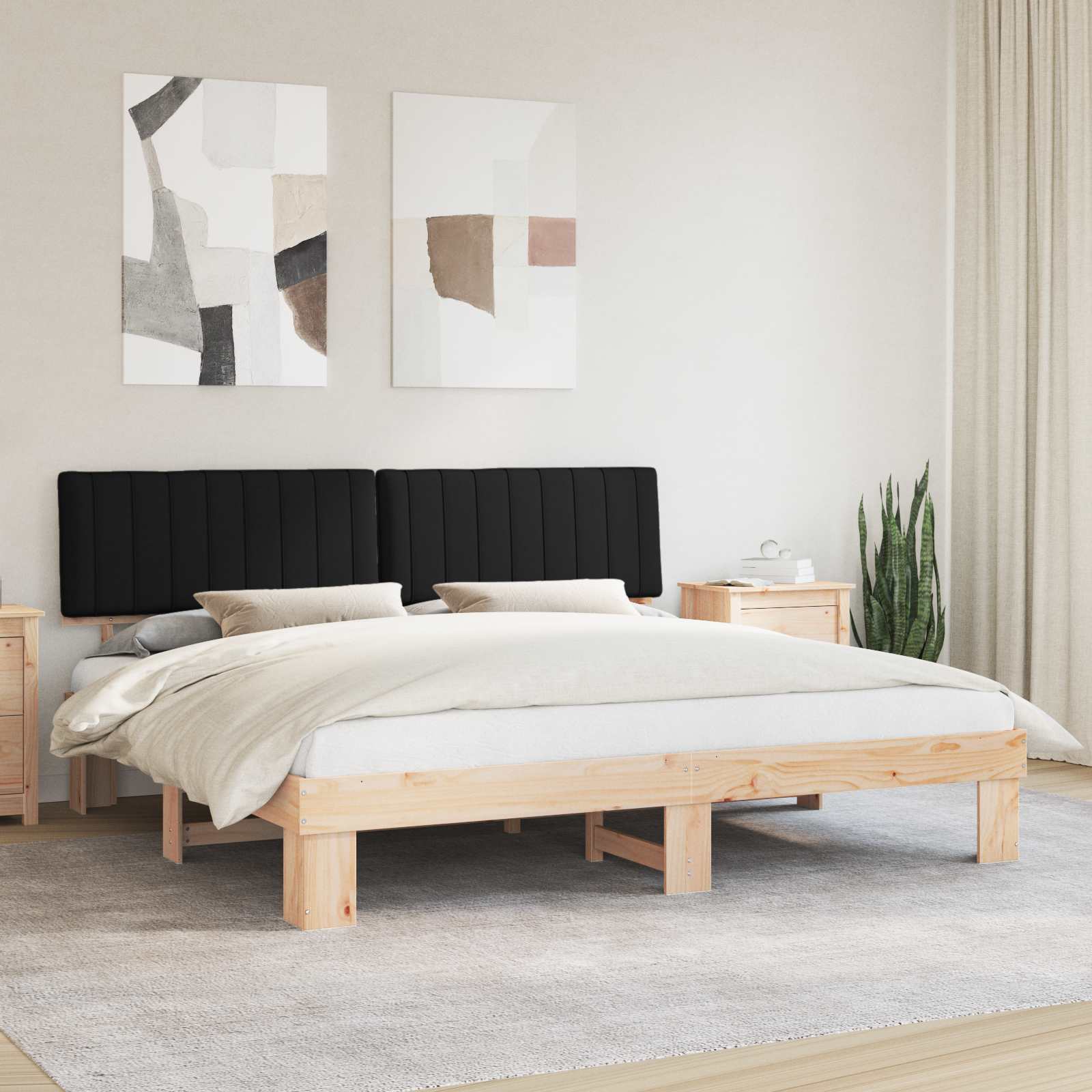 Bedframe met Gevoerd Hoofdgedeelte Zwart 200 x 200 cm – afbeelding 1