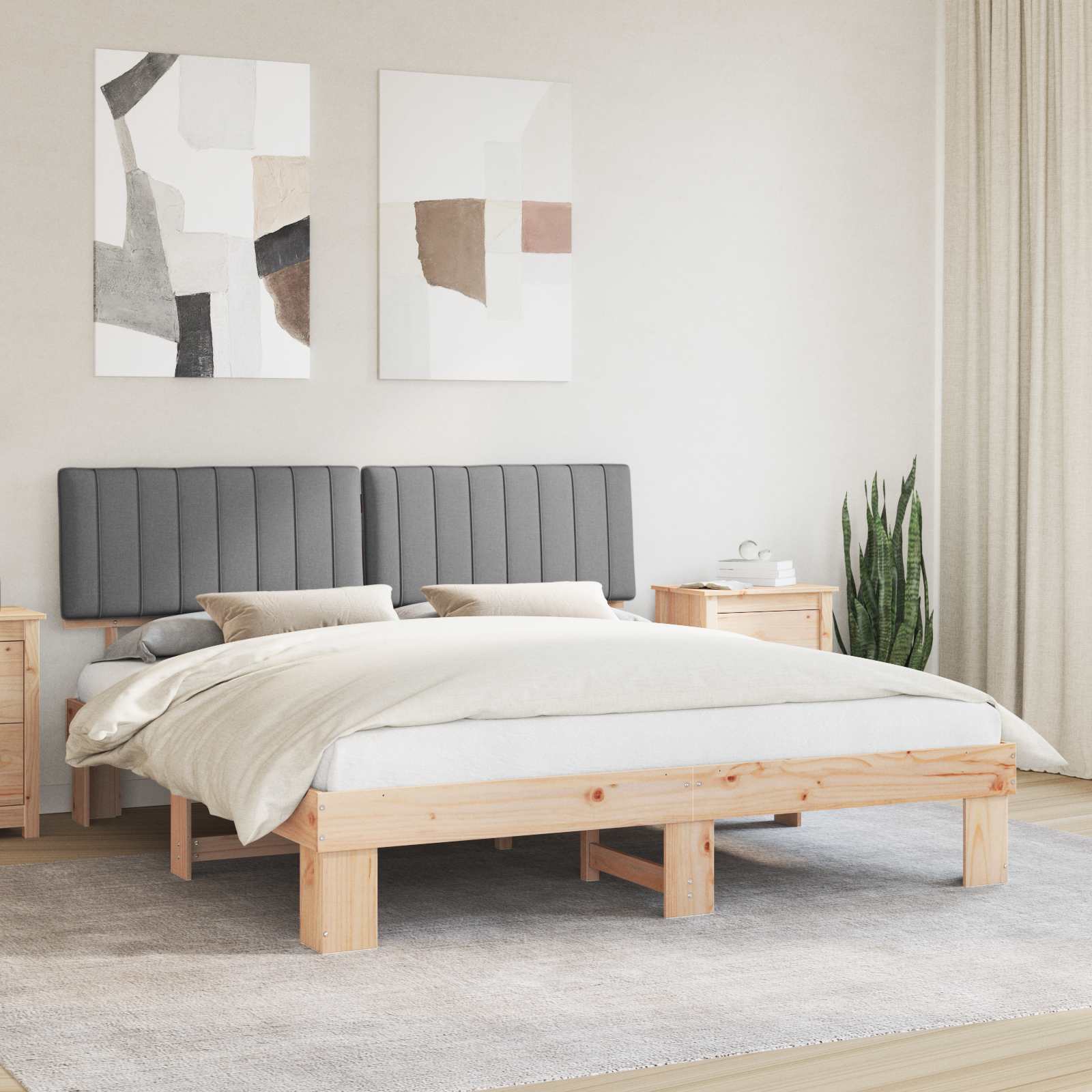 Bedframe met Gevoerd Hoofdgedeelte Lichtgrijs 180 x 200 cm – afbeelding 1