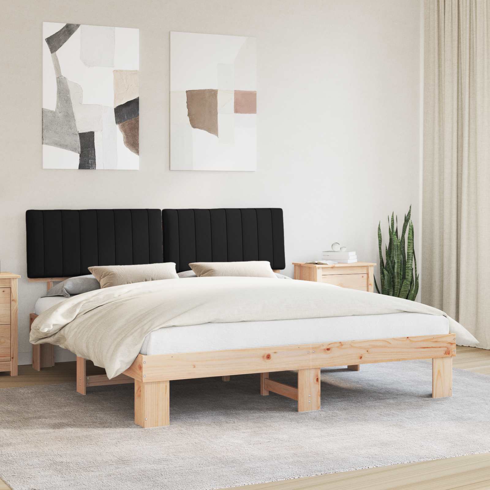 Bedframe met Gevoerd Hoofdgedeelte Zwart 180 x 200 cm – afbeelding 1