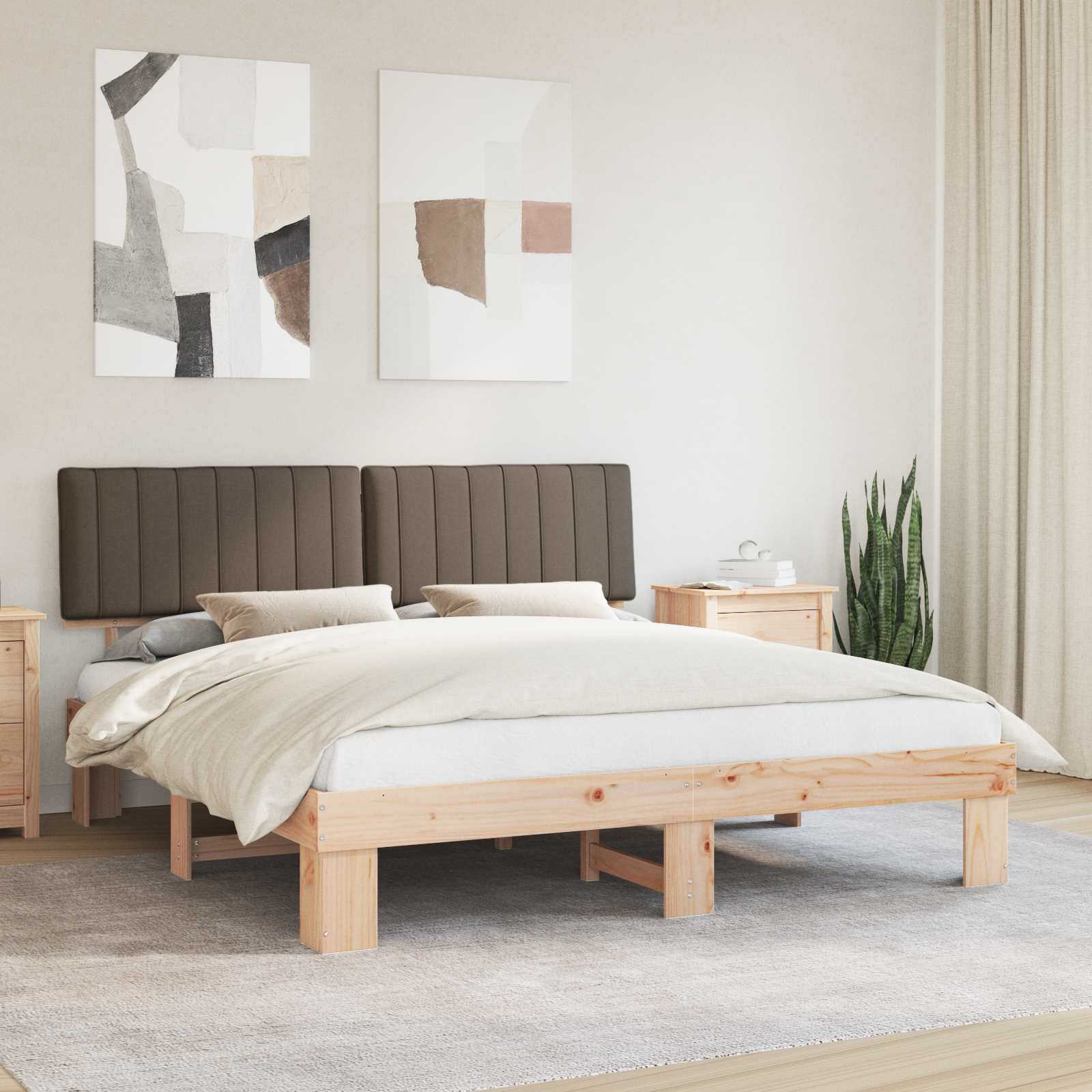 Bedframe met Gevoerd Hoofdgedeelte Taupe 180 x 200 cm – afbeelding 1