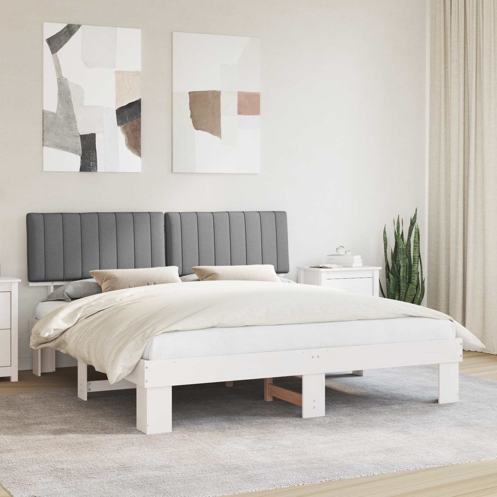 Bedframe met Gevoerd Hoofdgedeelte Lichtgrijs 180 x 200 cm – afbeelding 1