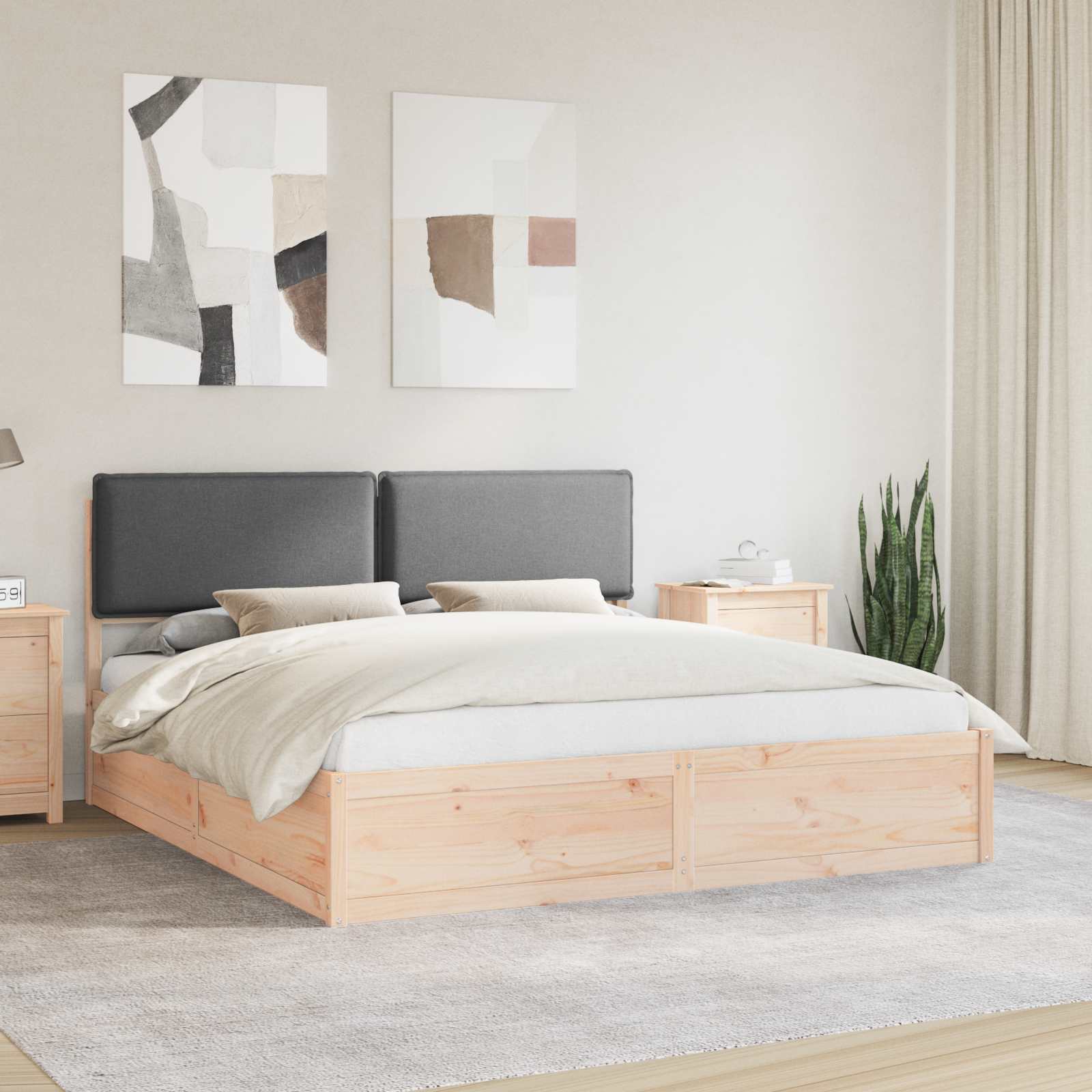 Bedframe met Gevoerd Hoofdgedeelte Donkergrijs 200 x 200 cm – afbeelding 1
