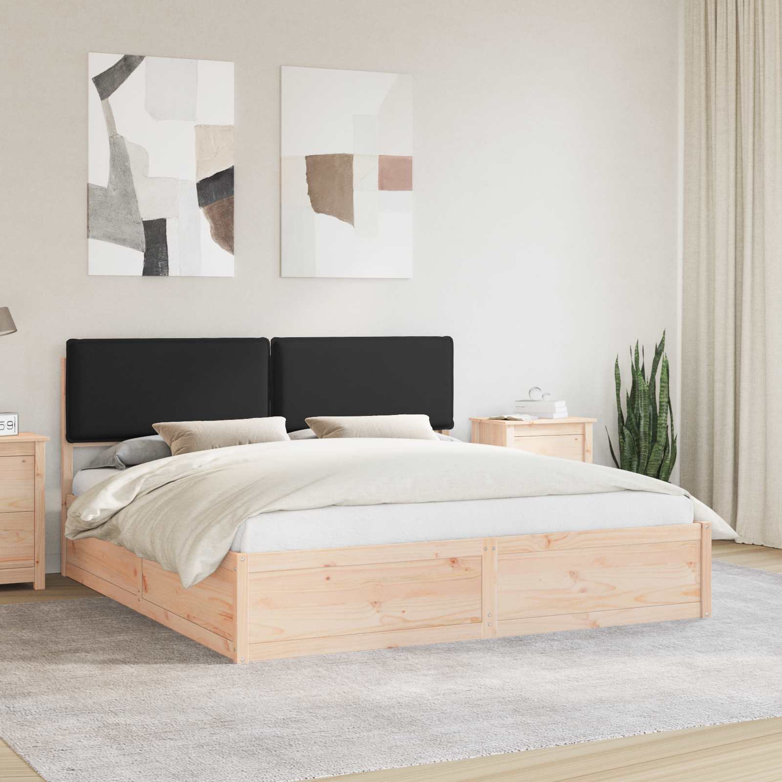 Bedframe met Gevoerd Hoofdgedeelte Zwart 180 x 200 cm – afbeelding 1