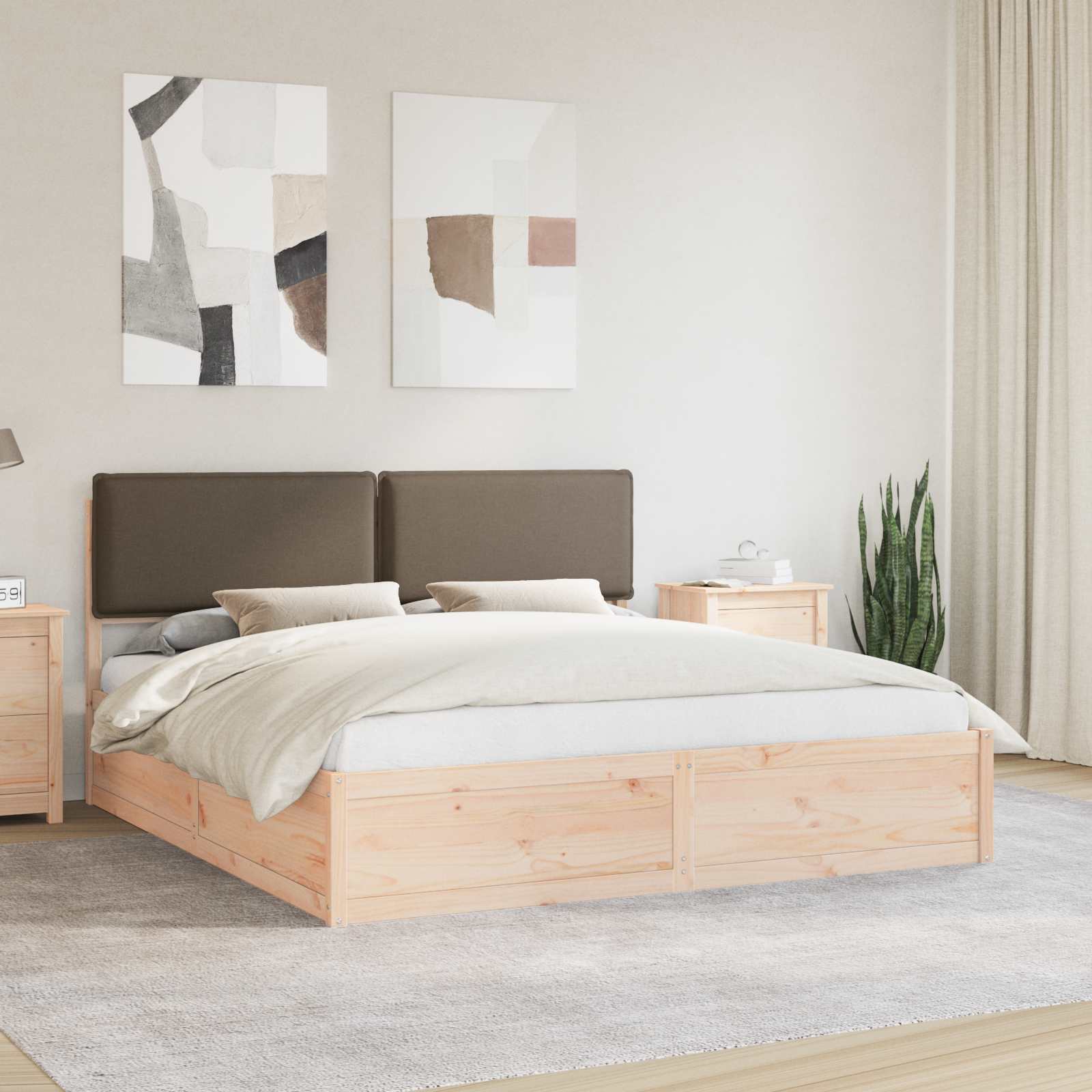 Bedframe met Gevoerd Hoofdgedeelte Taupe 180 x 200 cm – afbeelding 1