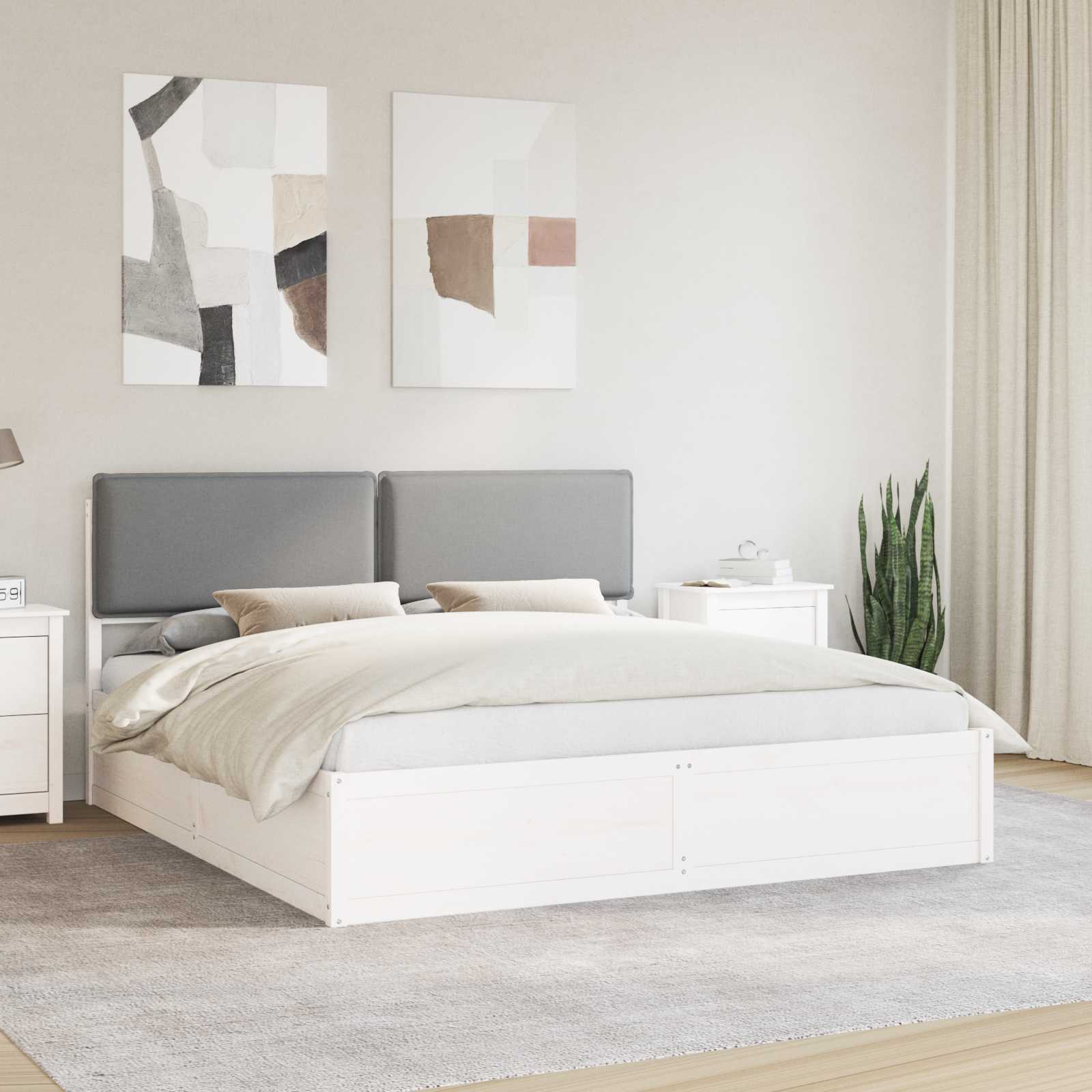 Bedframe met Gevoerd Hoofdgedeelte Lichtgrijs 180 x 200 cm – afbeelding 1