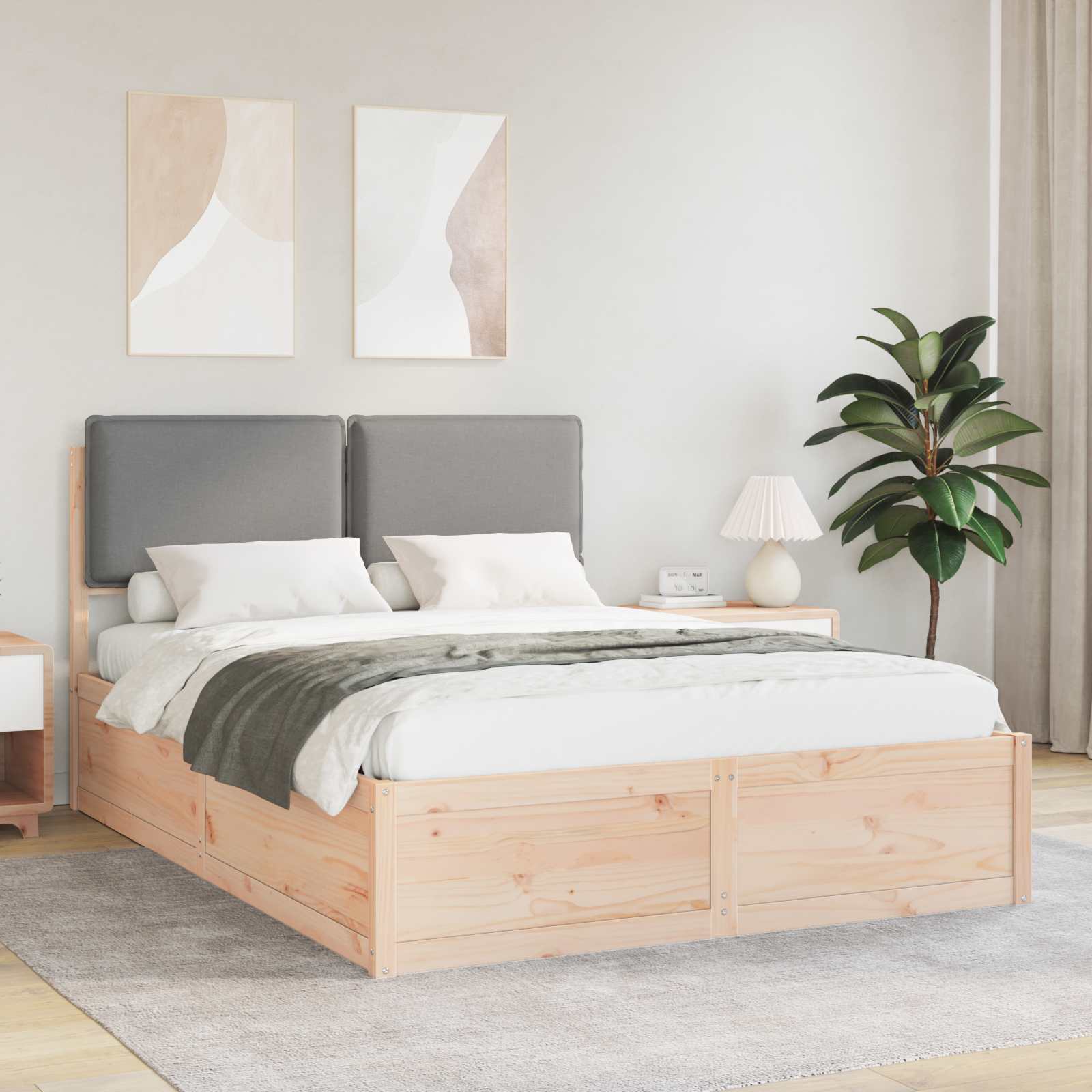 Bedframe met Gevoerd Hoofdgedeelte Lichtgrijs 140 x 200 cm – afbeelding 1