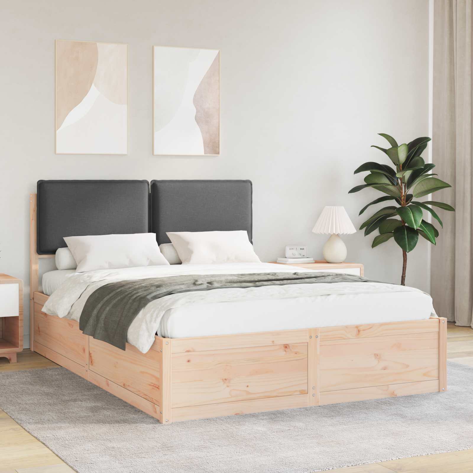 Bedframe met Gevoerd Hoofdgedeelte Donkergrijs 140 x 200 cm – afbeelding 1