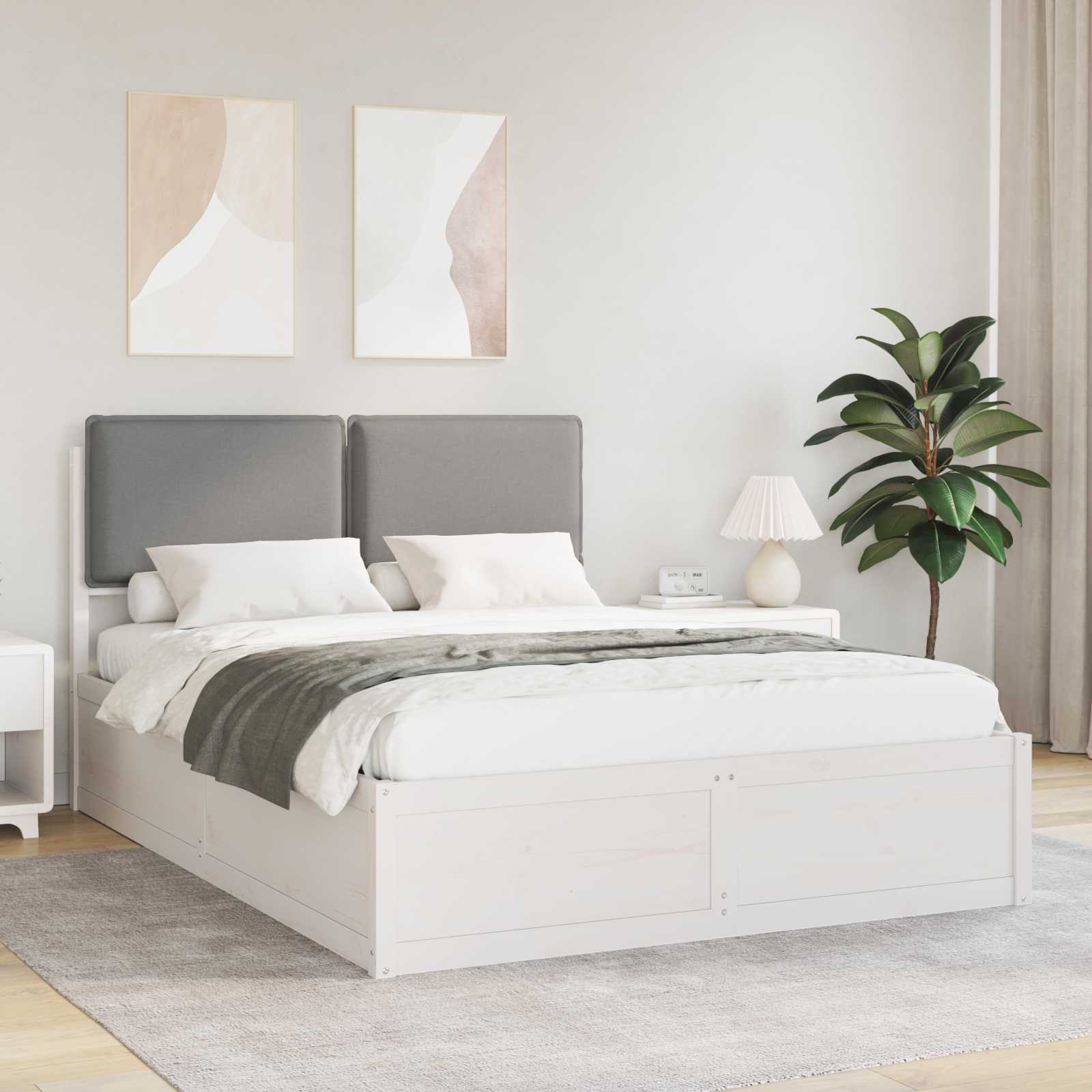 Bedframe met Gevoerd Hoofdgedeelte Lichtgrijs 135 x 190 cm – afbeelding 1