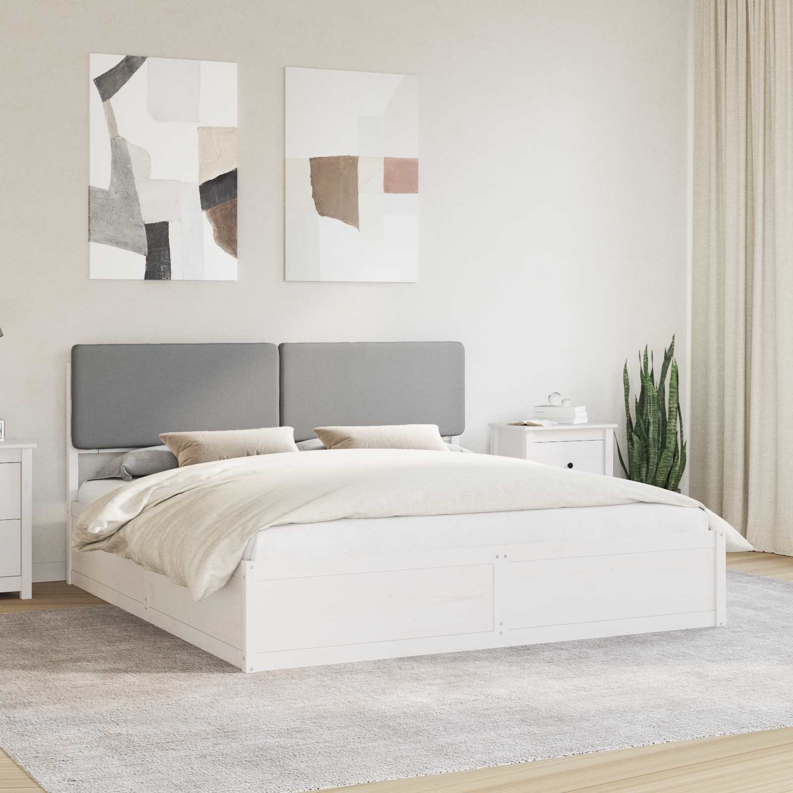 Bedframe met Gevoerd Hoofdgedeelte Lichtgrijs 200 x 200 cm – afbeelding 1