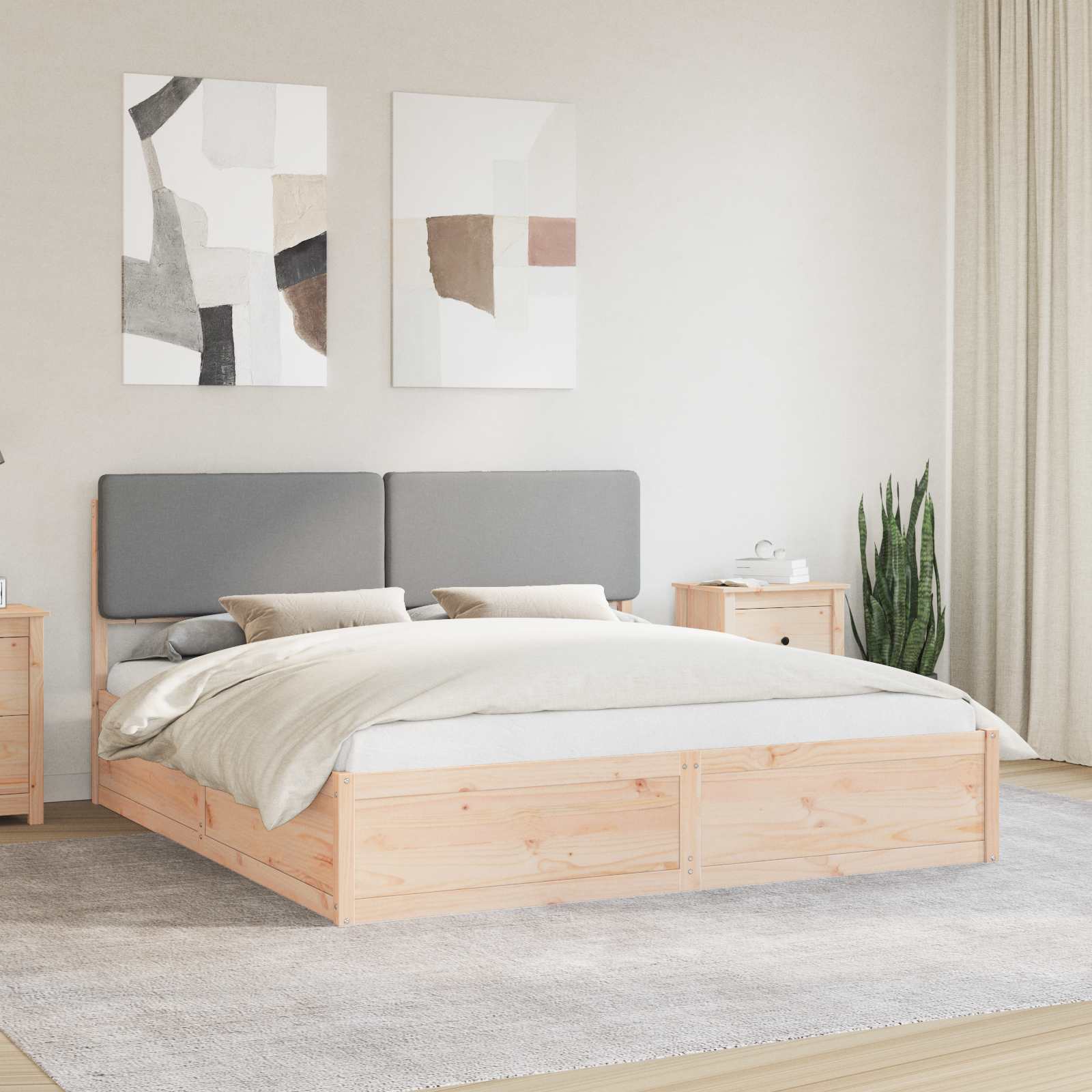 Bedframe met Gevoerd Hoofdgedeelte Lichtgrijs 180 x 200 cm – afbeelding 1