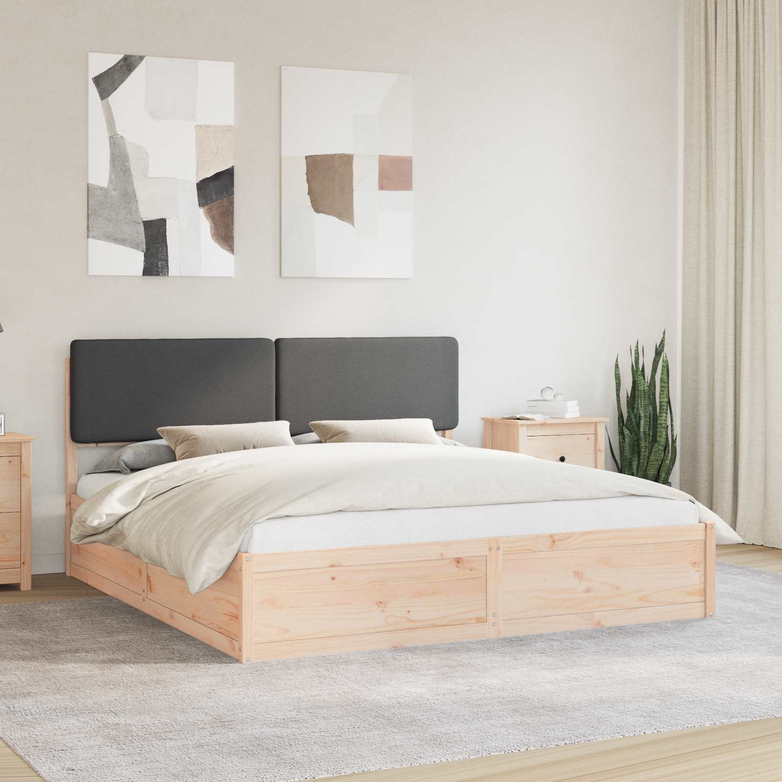 Bedframe met Gevoerd Hoofdgedeelte Donkergrijs 180 x 200 cm – afbeelding 1