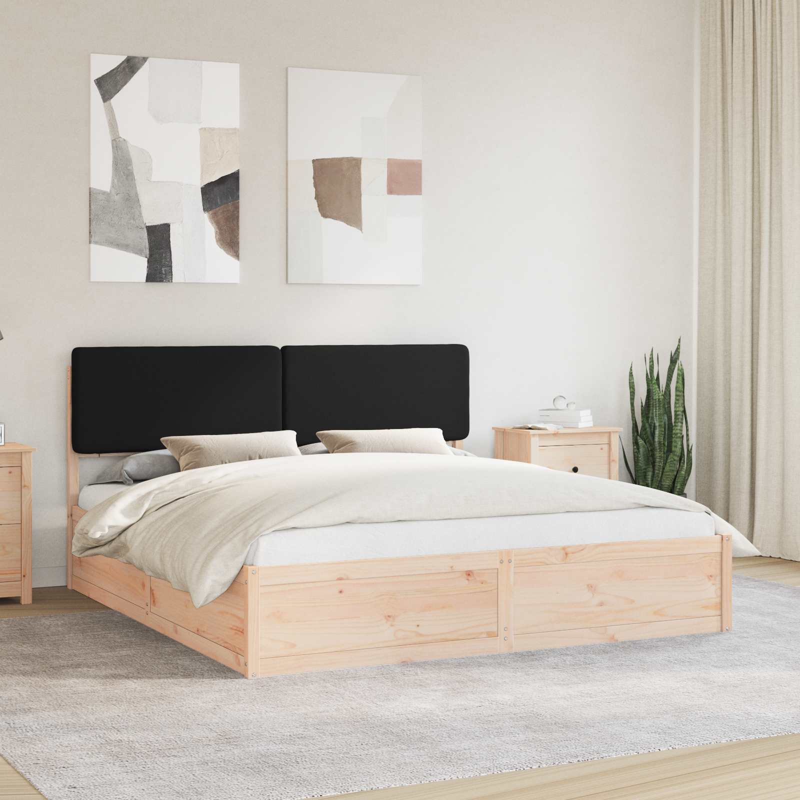 Bedframe met Gevoerd Hoofdgedeelte Zwart 180 x 200 cm – afbeelding 1
