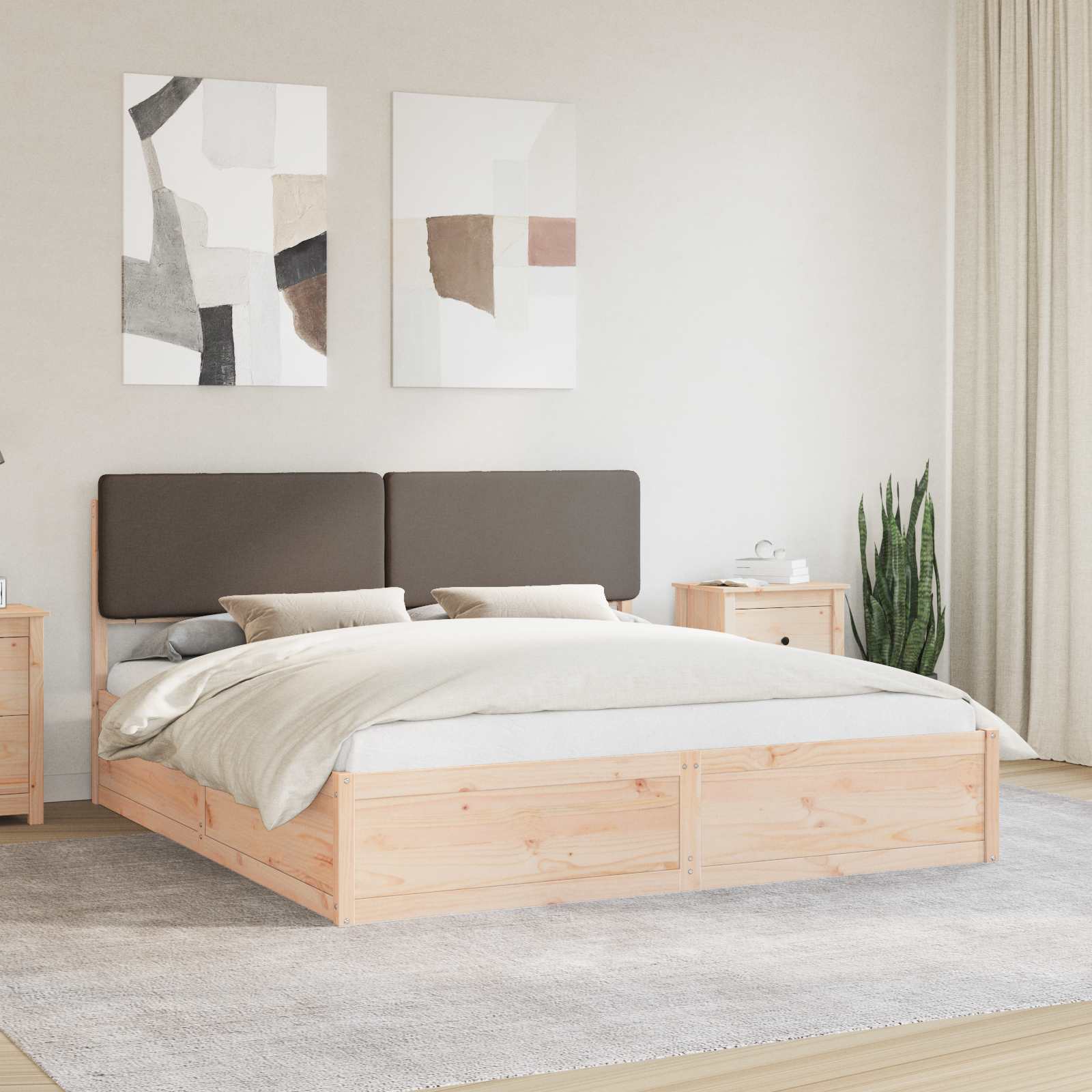 Bedframe met Gevoerd Hoofdgedeelte Taupe 180 x 200 cm – afbeelding 1