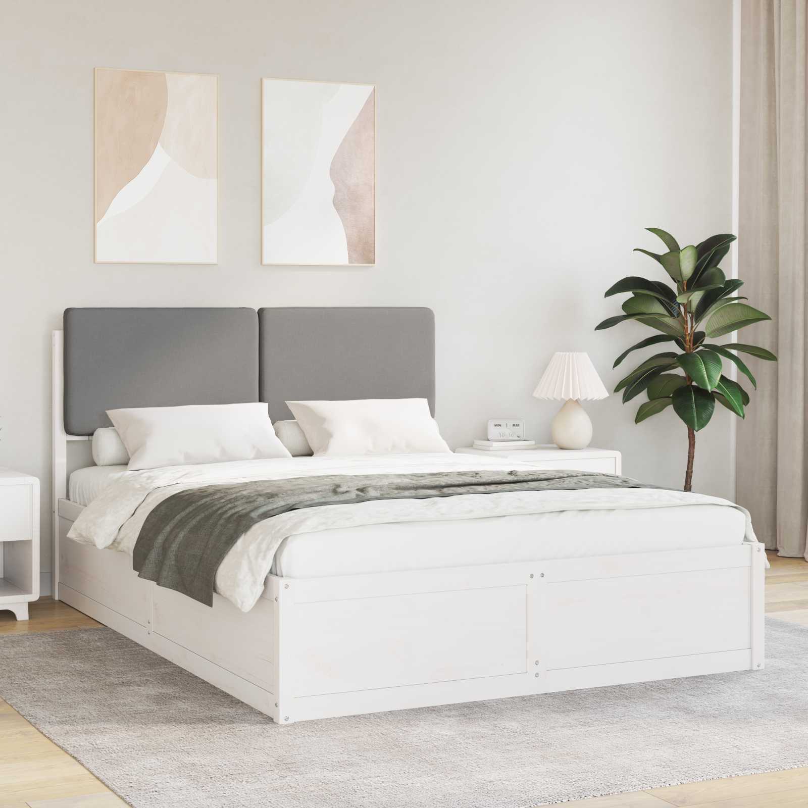 Bedframe met Gevoerd Hoofdgedeelte Lichtgrijs 140 x 200 cm – afbeelding 1