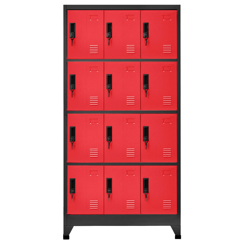 Lockerkast 90x45x180 cm staal antracietkleurig en rood – afbeelding 2