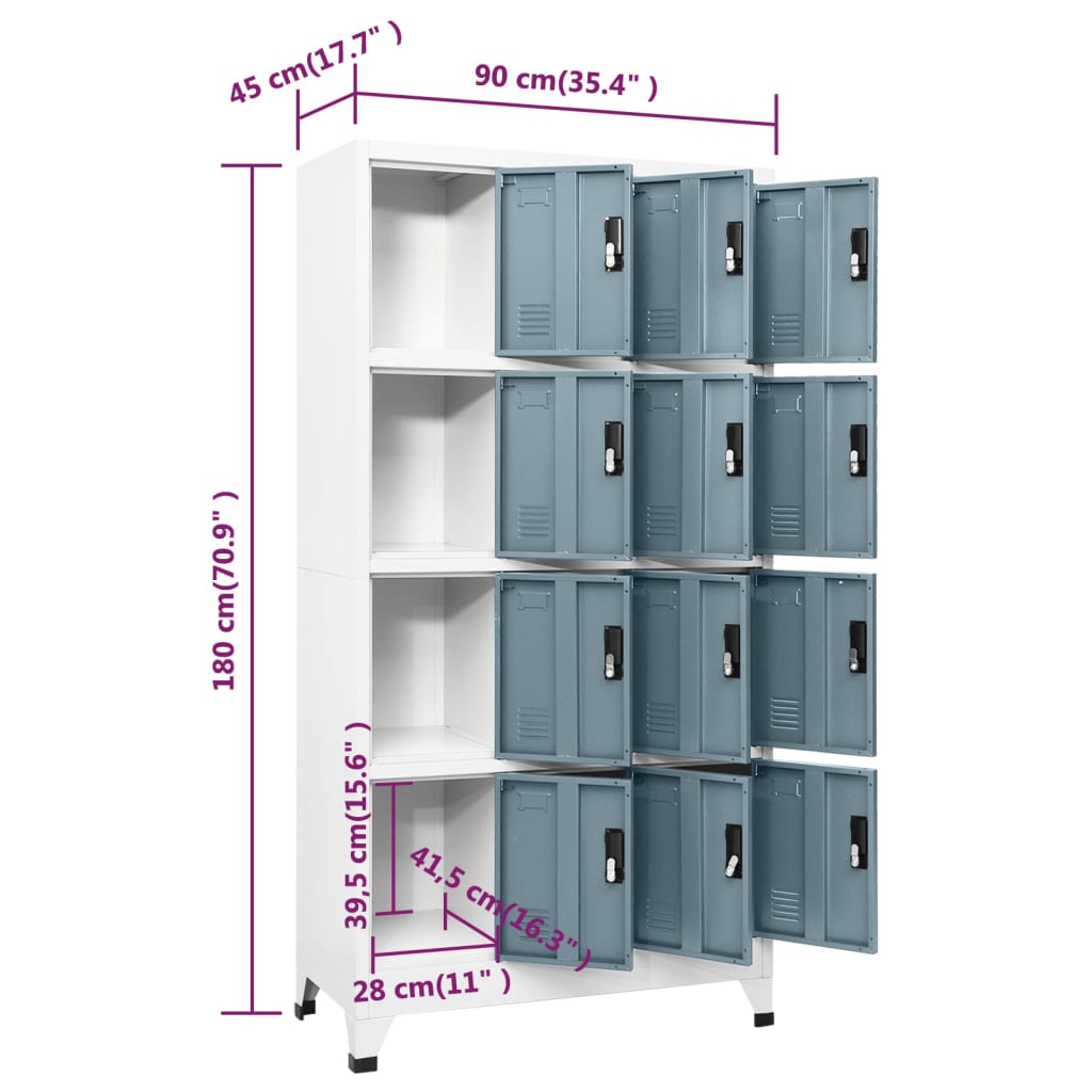 Lockerkast 90x45x180 cm staal lichtgrijs en donkergrijs – afbeelding 8