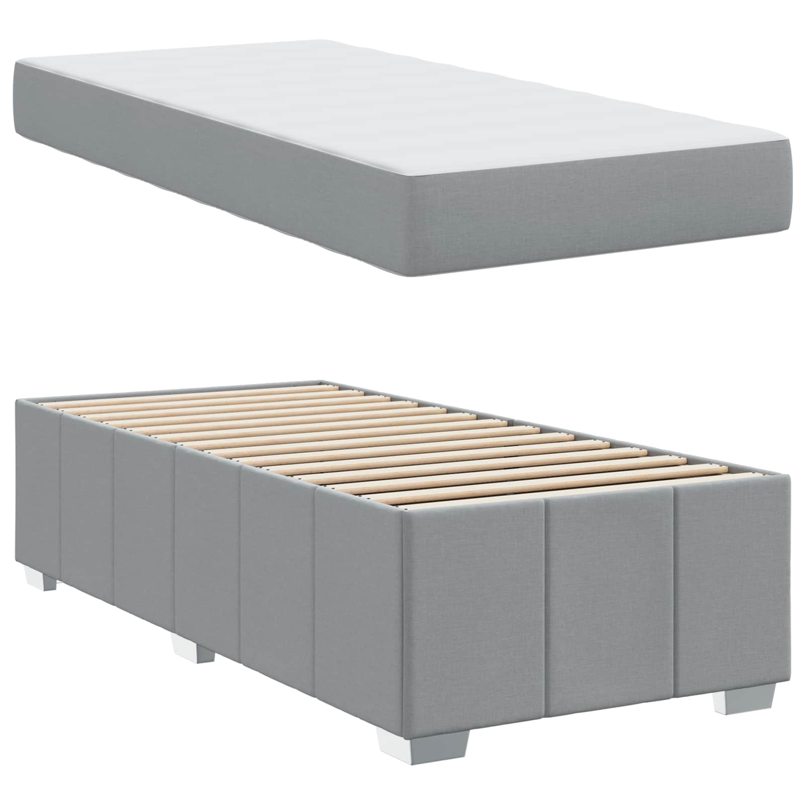 Bedframe met matras Lichtgrijs 80 x 200 cm Stof – afbeelding 5