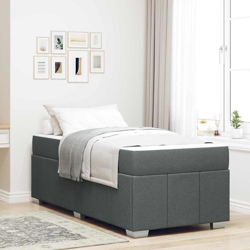 Bedframe met matras Donkergrijs 80 x 200 cm Stof – afbeelding 1