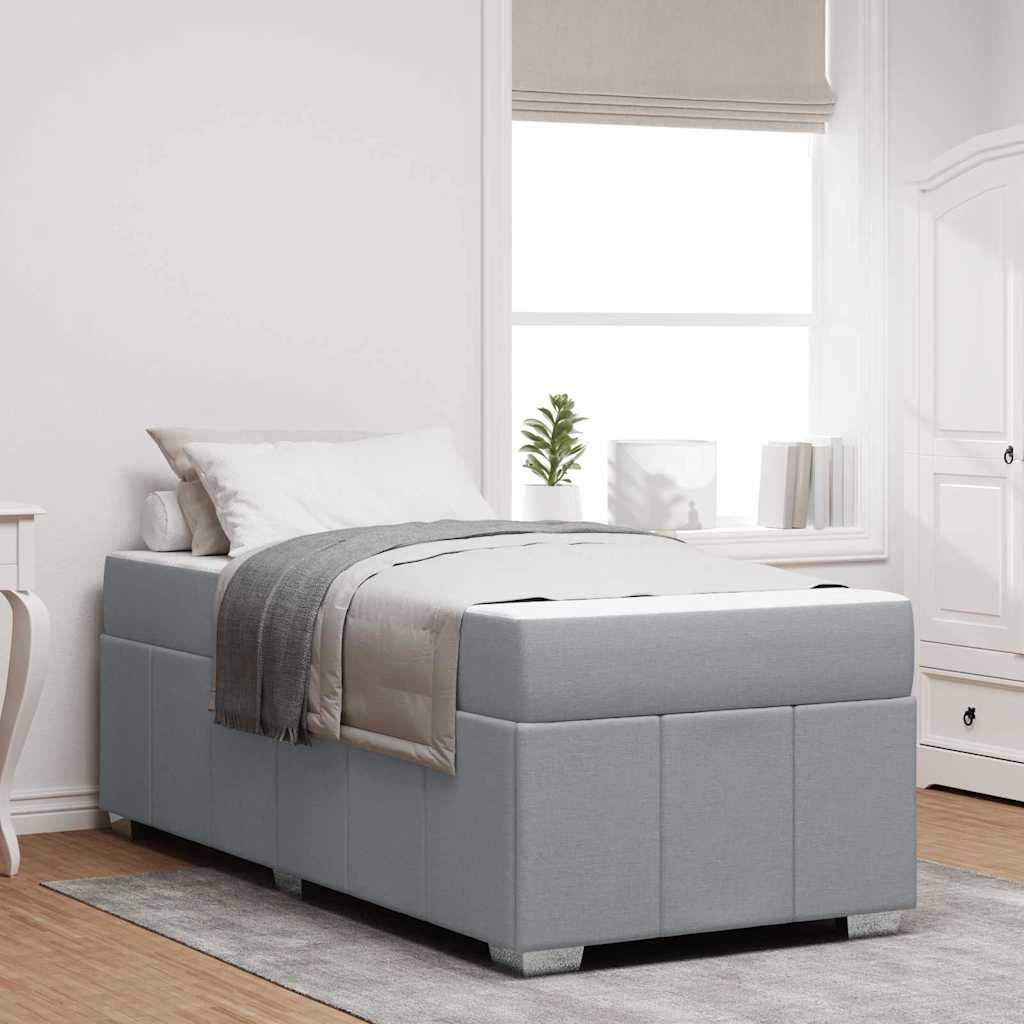 Bedframe met matras Lichtgrijs 90 x 190 cm Stof – afbeelding 1