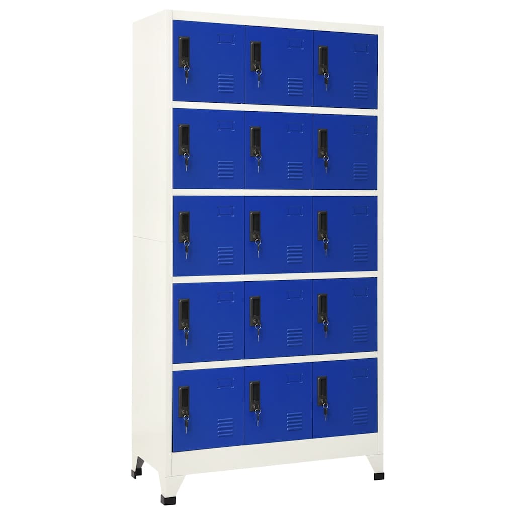 Lockerkast 90x40x180 cm staal grijs en blauw – afbeelding 1