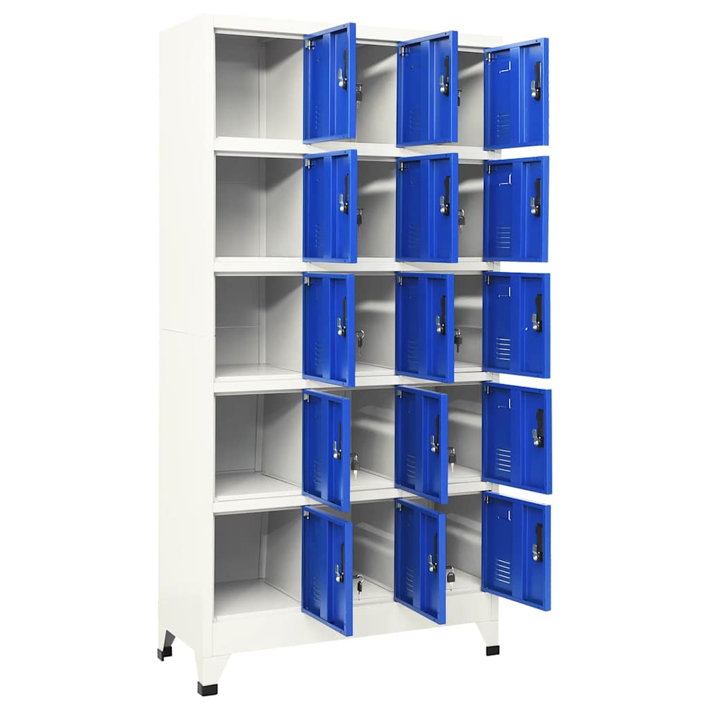 Lockerkast 90x40x180 cm staal grijs en blauw – afbeelding 3