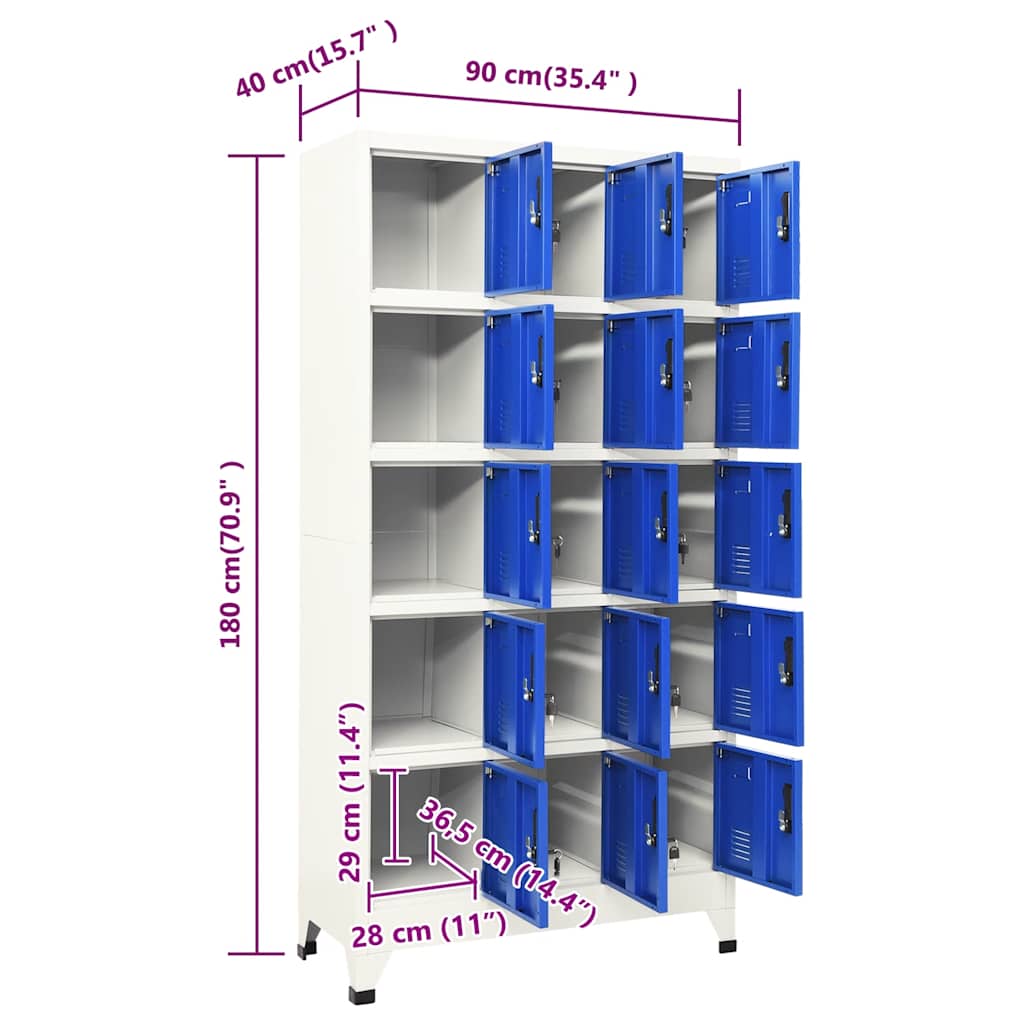 Lockerkast 90x40x180 cm staal grijs en blauw – afbeelding 8