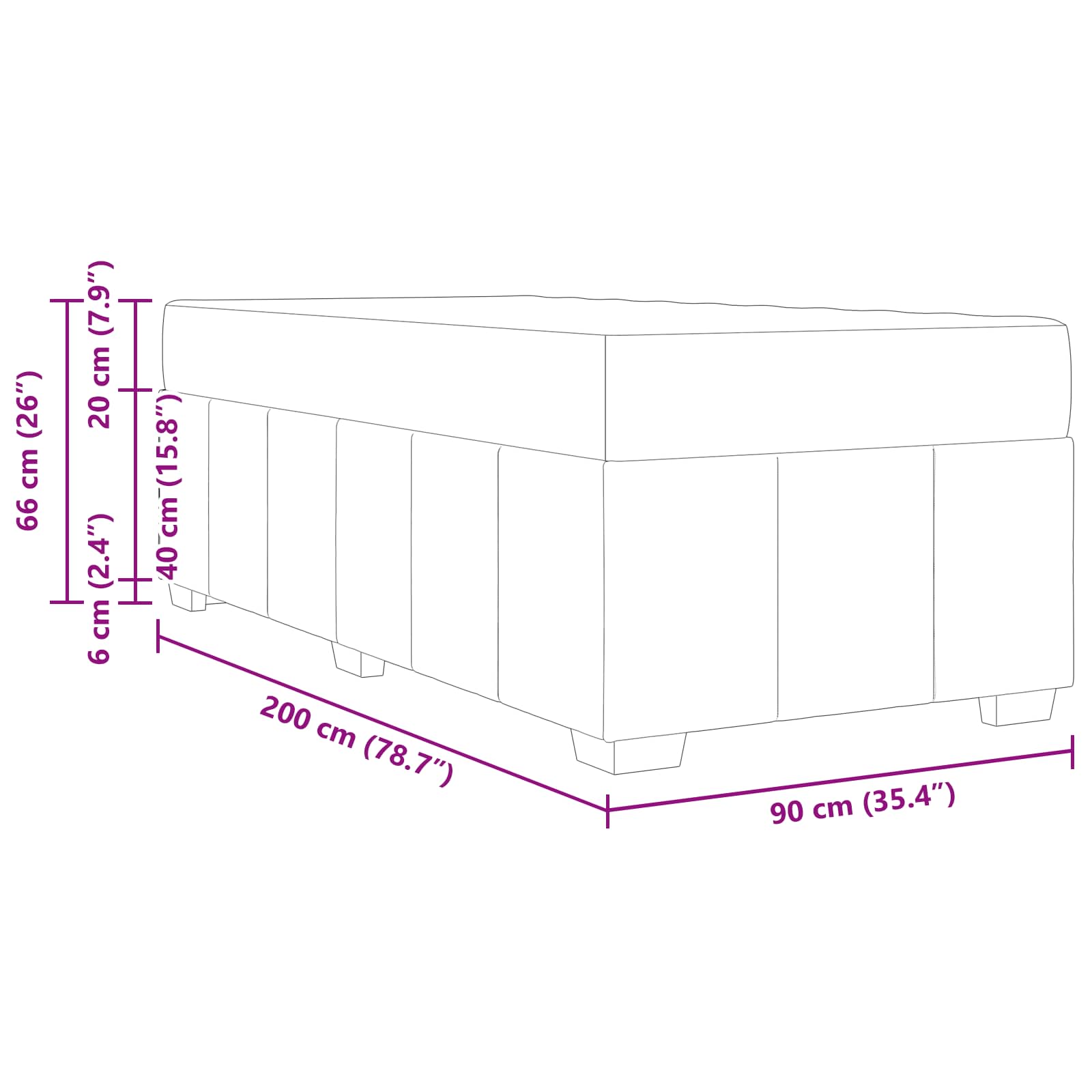 Bedframe met matras Zwart 90 x 200 cm Stof – afbeelding 12